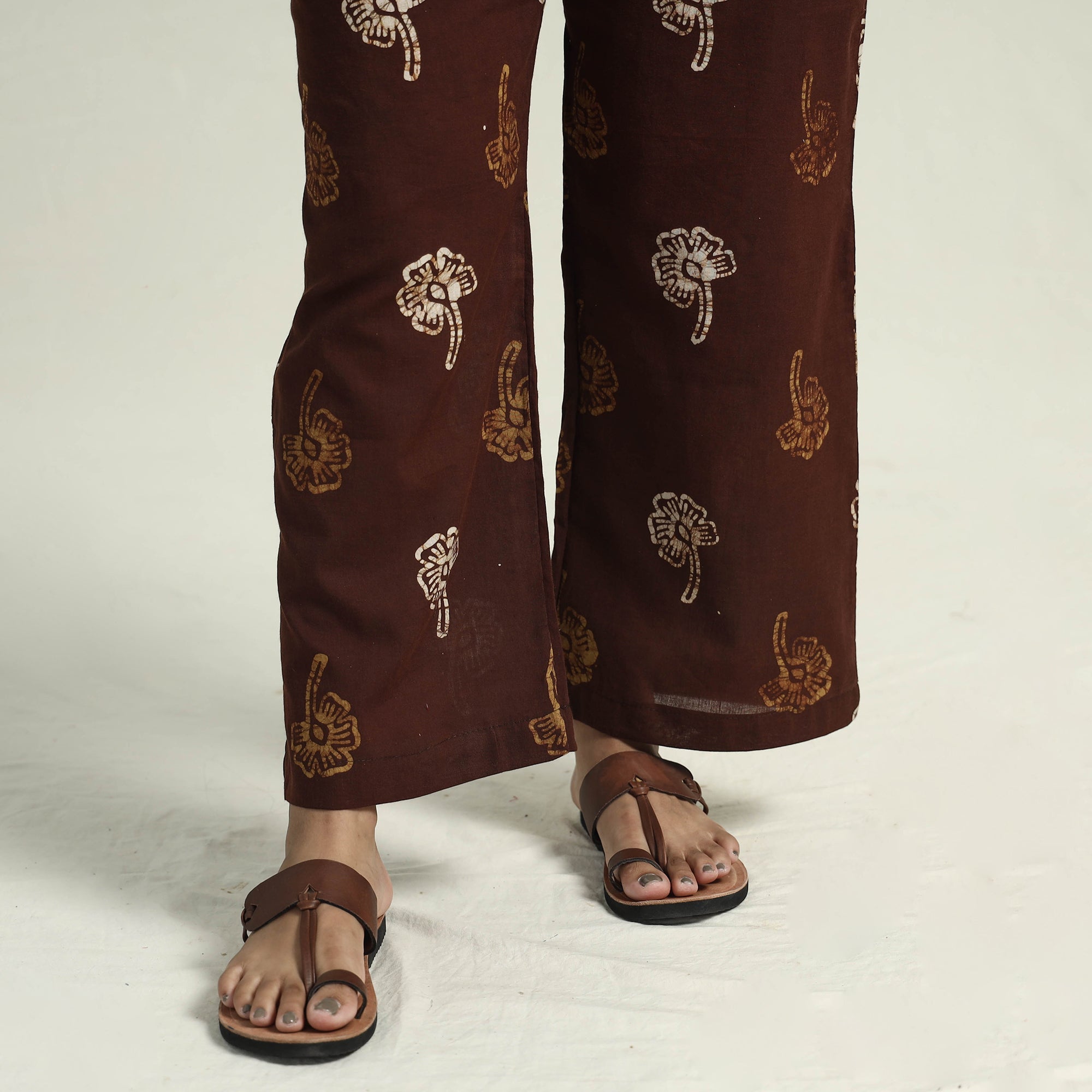 ITOKRI CASUALS Brown - Hand Batik Printed Cotton Kurta with Palazzo & Dupatta Set - view 6