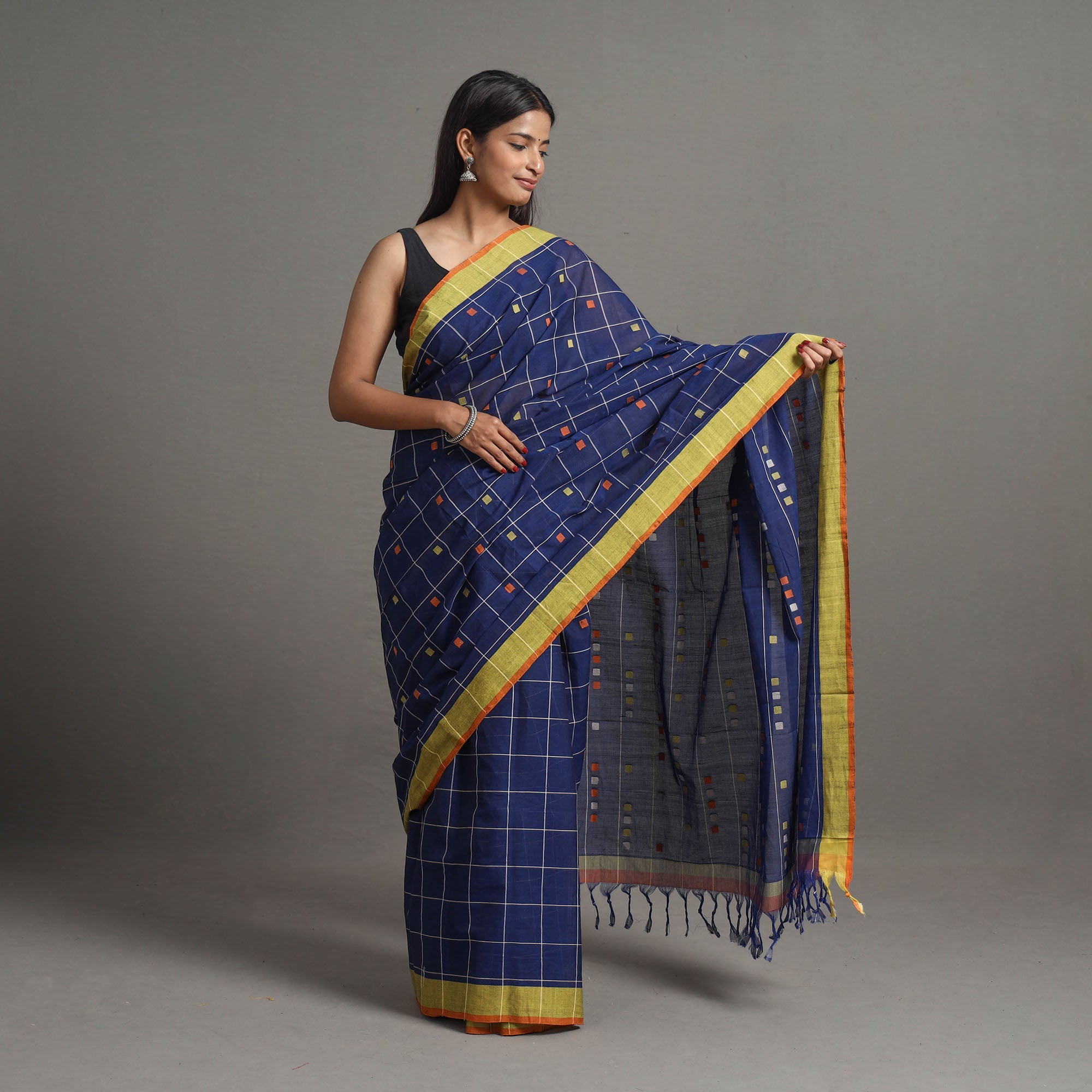 CHITRIKA Jamdani Cotton Checks Handloom Saree 51 - view 2