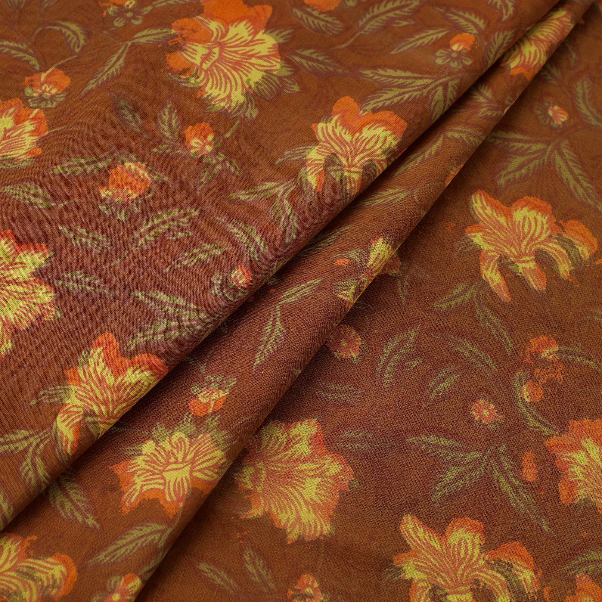ARTISAN HAND BLOCK PRINTS Brown - Block Print Cotton Jahota Fabric 39 - view 2