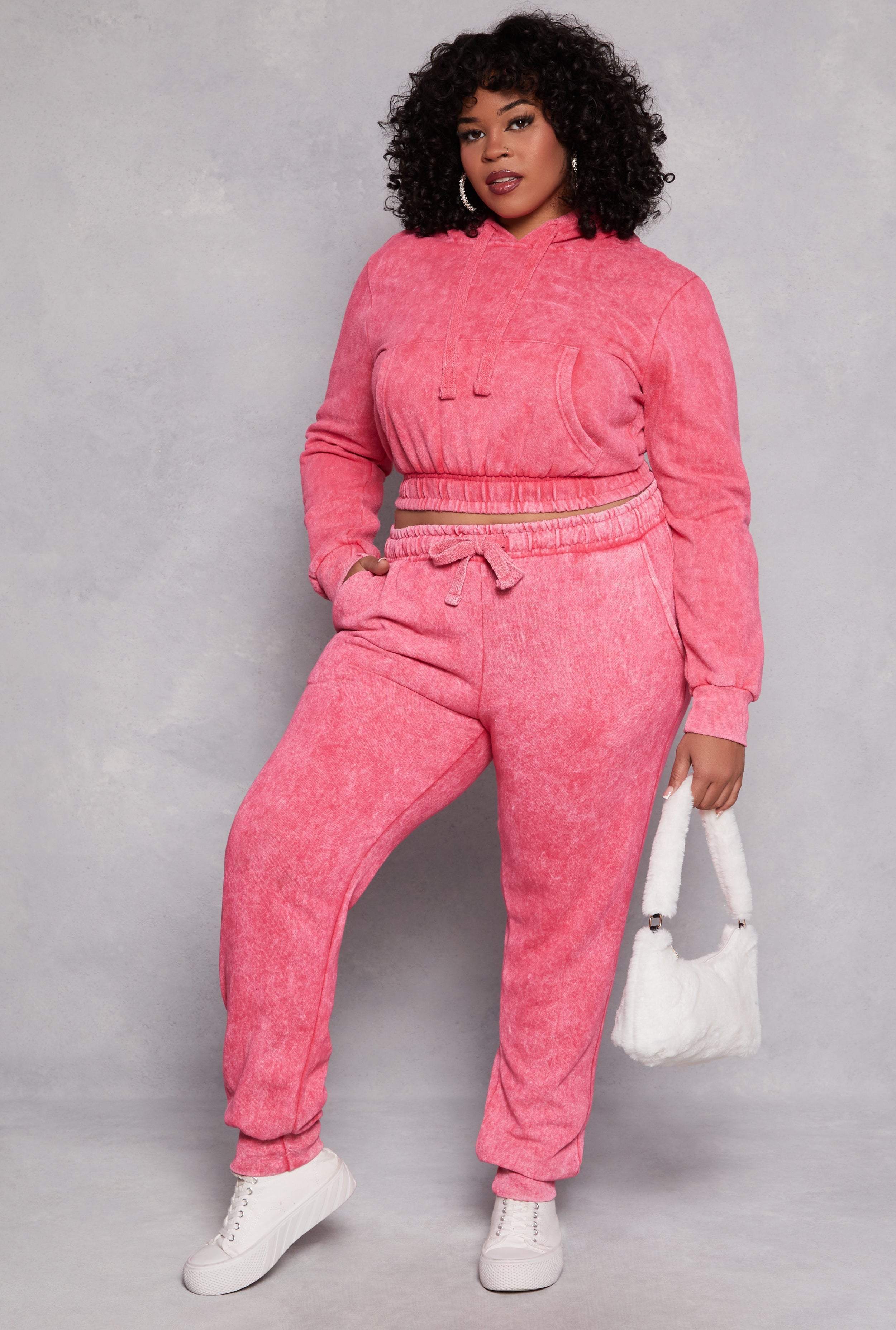 Rainbow Shops Plus Size Acid Wash Drawstring Joggers