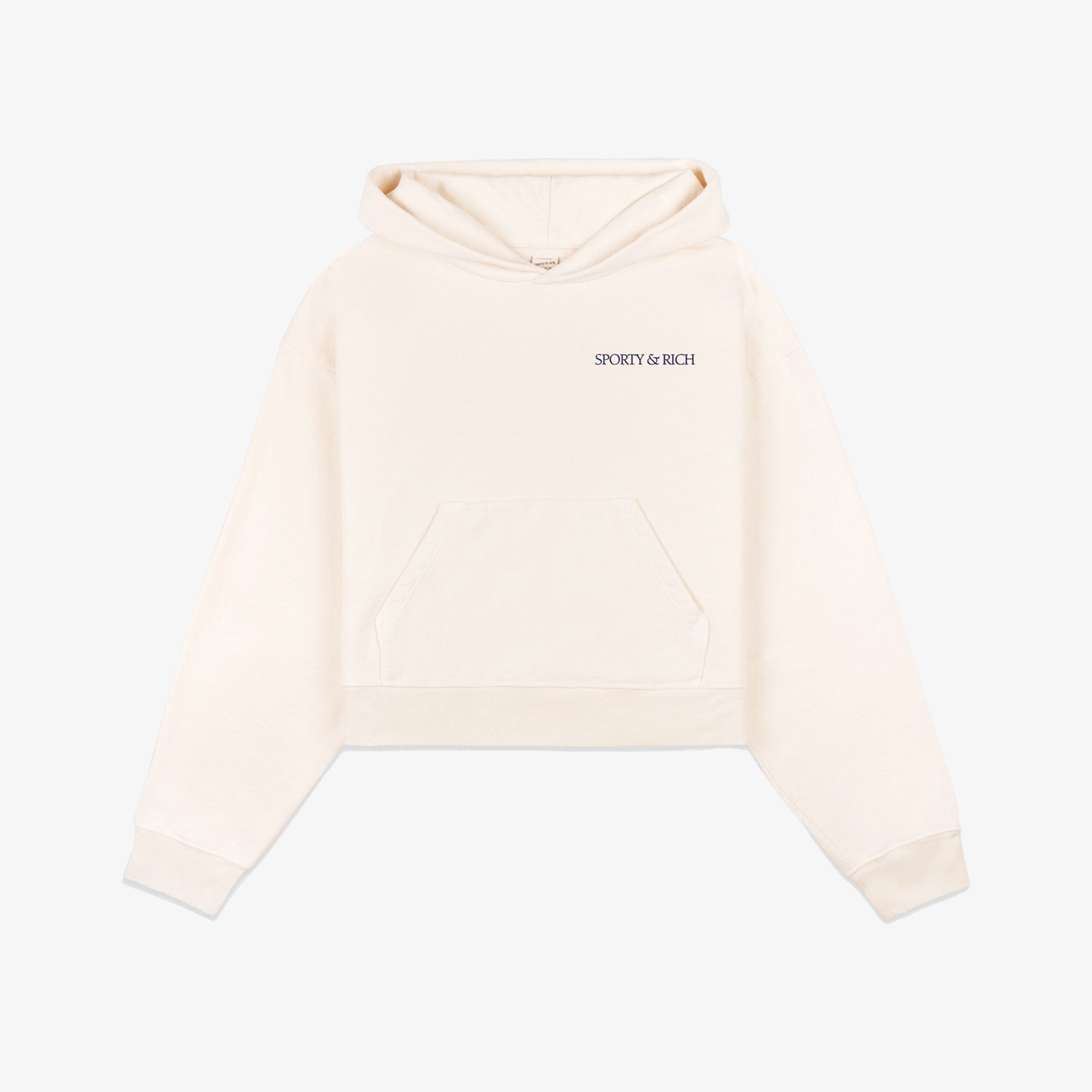 Sporty & Rich | H&w Club Cropped Hoodie { Cream/navy