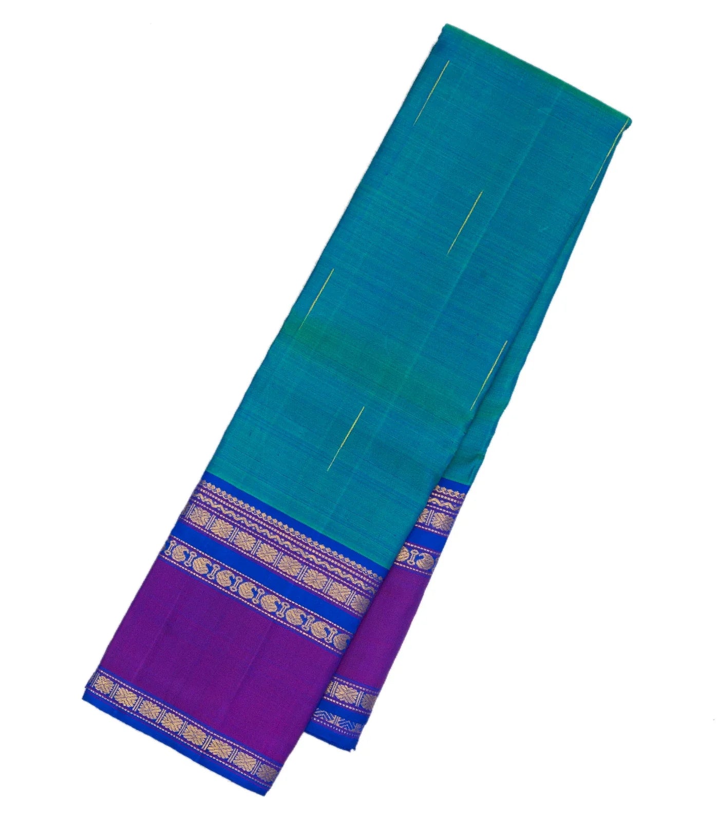 RmKV Cyan Handloom Kanchipuram Silk Saree With Rain Drop Buttas