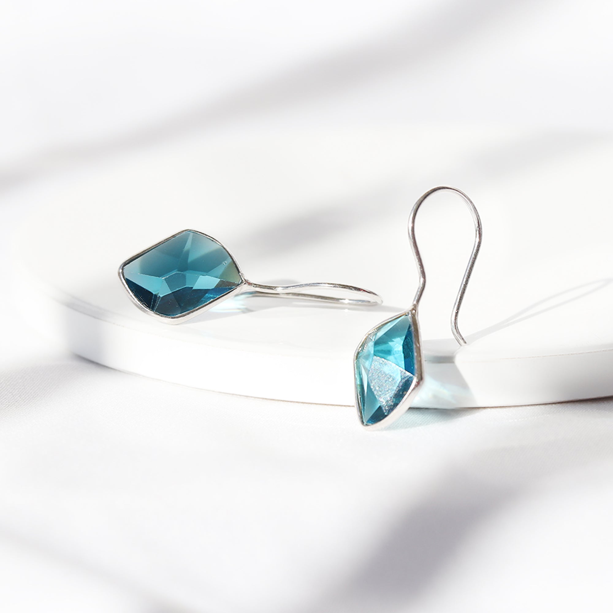 GIVA Jewellery Silver Royal Blue Crystal Earrings - view 2