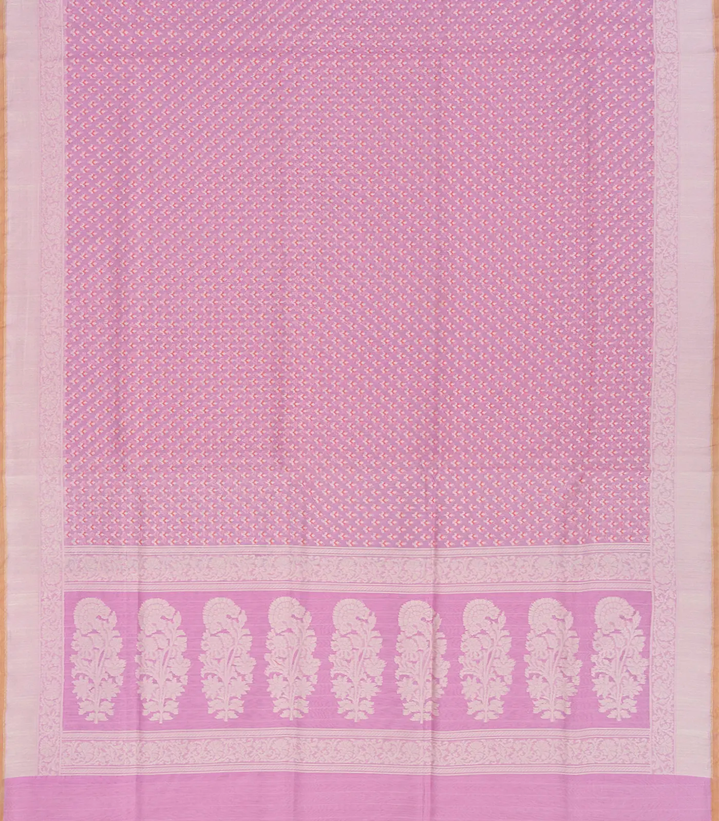 RmKV Bubble Gum Pink Handloom Banarasi Cotton Saree With Floral Motifs-BubbleGum Pink - view 2