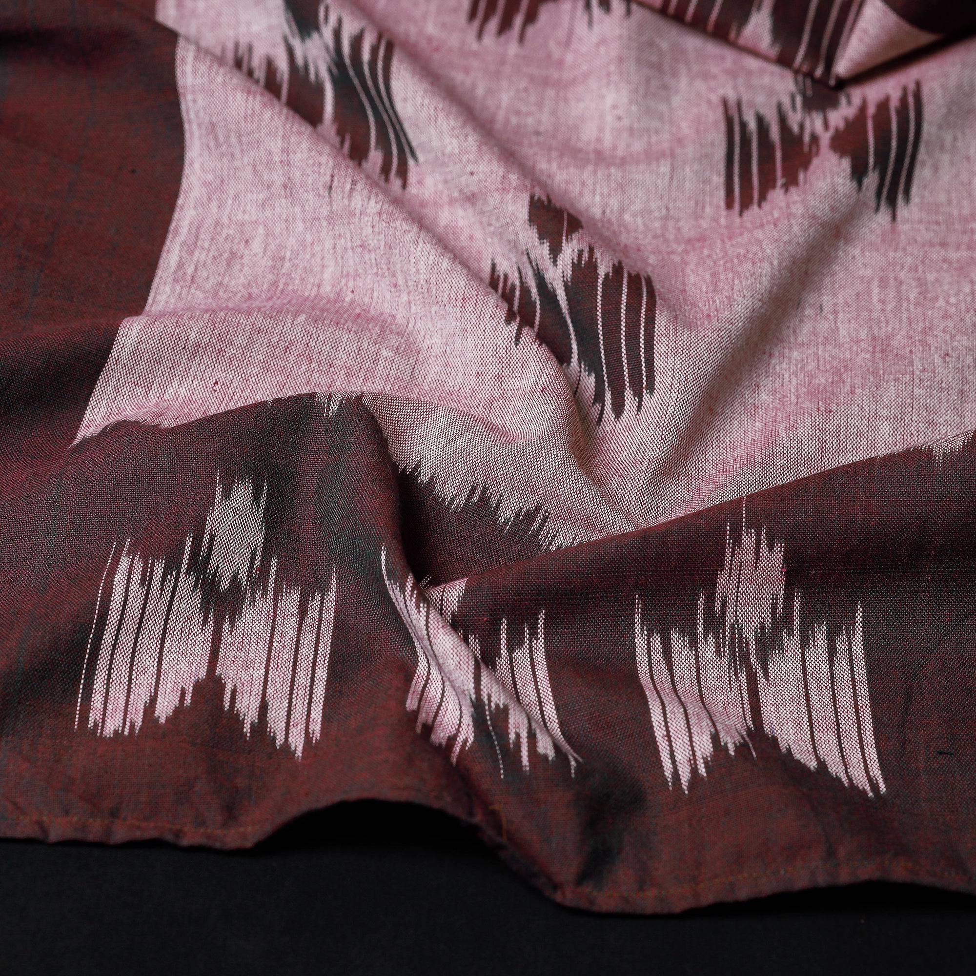 IKAT WEAVES BY EDEM CHANDANA Brown - Handloom Cotton Pochampally Ikat Stole - view 2