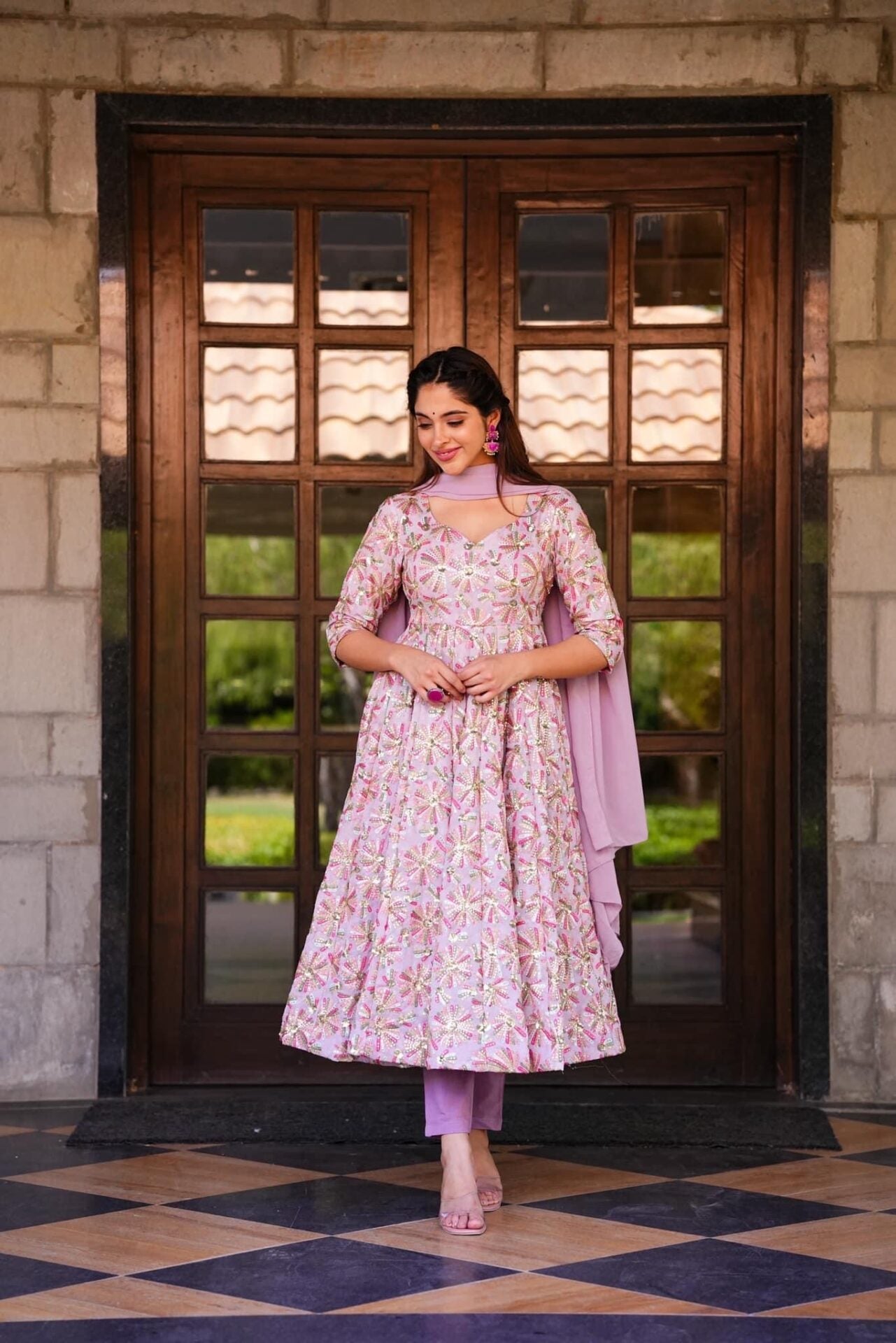 Idaho-o graceful cascade georgette suit set