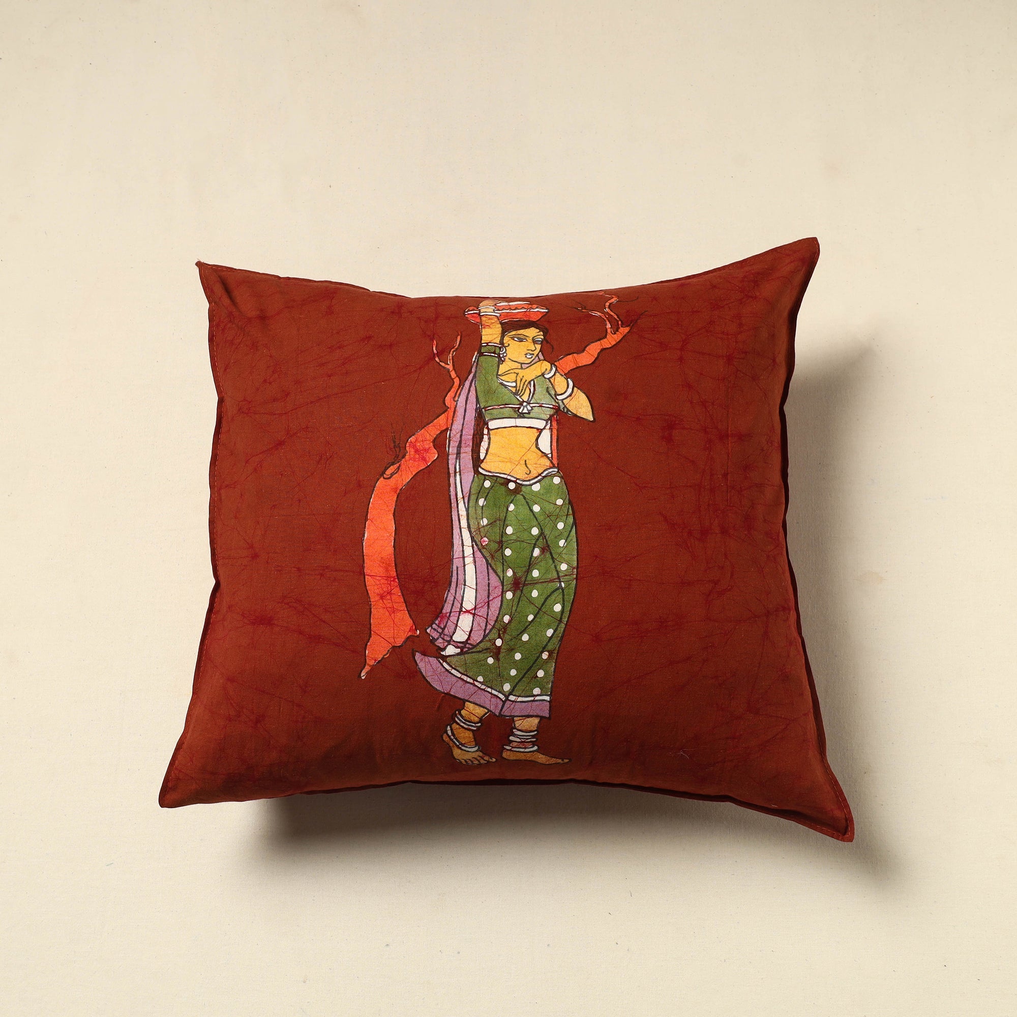 KACHCHH JI CHHAAP Pure Cotton Hand Batik Cushion Cover (18 x 18 in) 40