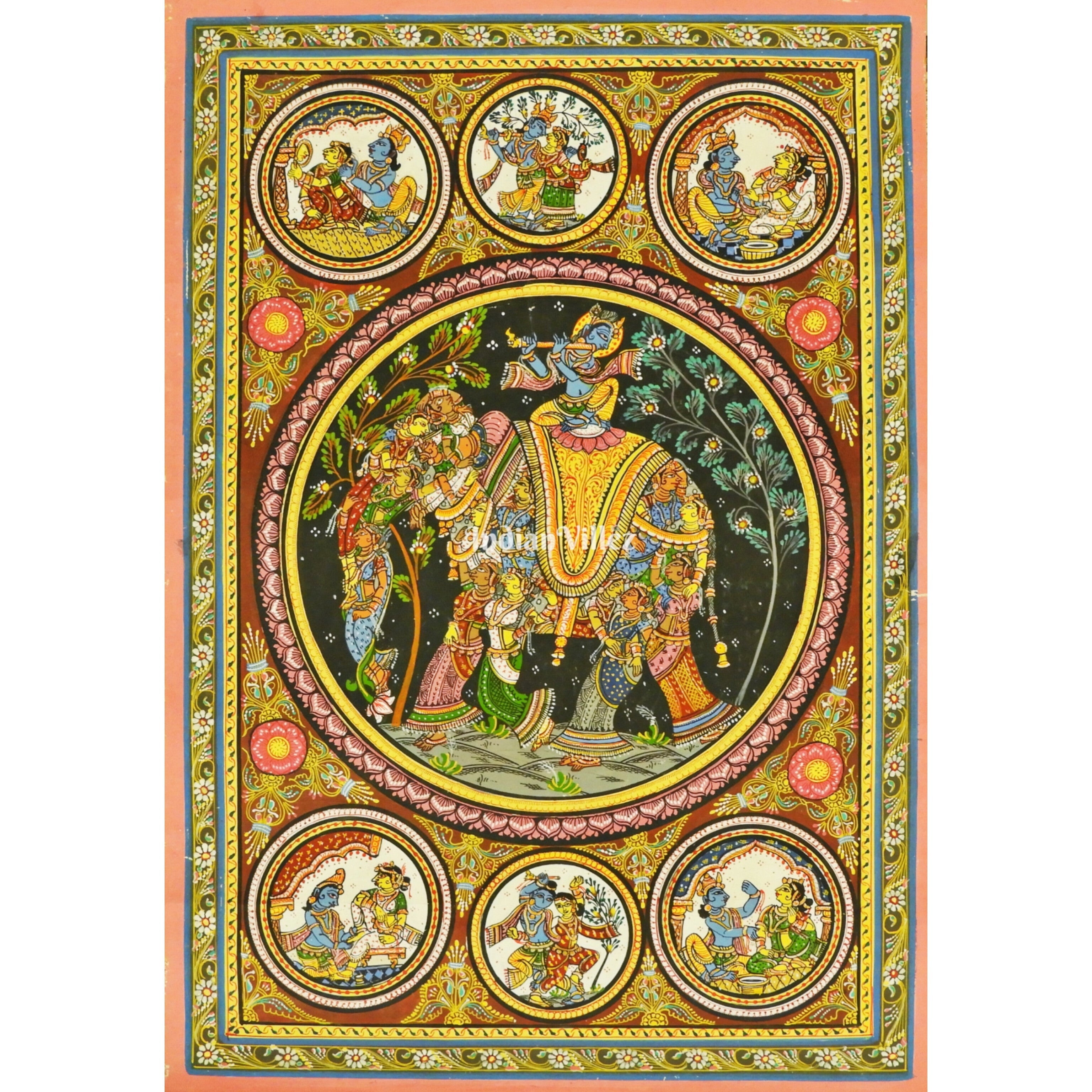 IndianVillèz Kandarpa Hasti Pattachitra Painting For Home Wall Art Decor