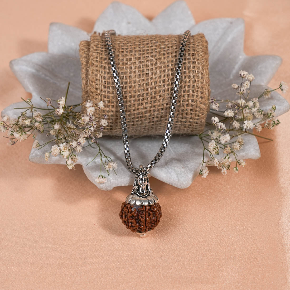 Prinjal Jewellers Adiyogi Pendant (7 Mukhi Nepali Rudraksha) With Chain - view 2