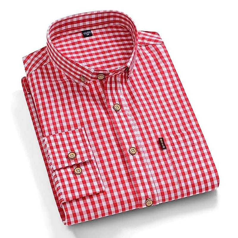 BlackTree Darnandstitch® Thin Cotton Red Check Print Shirt