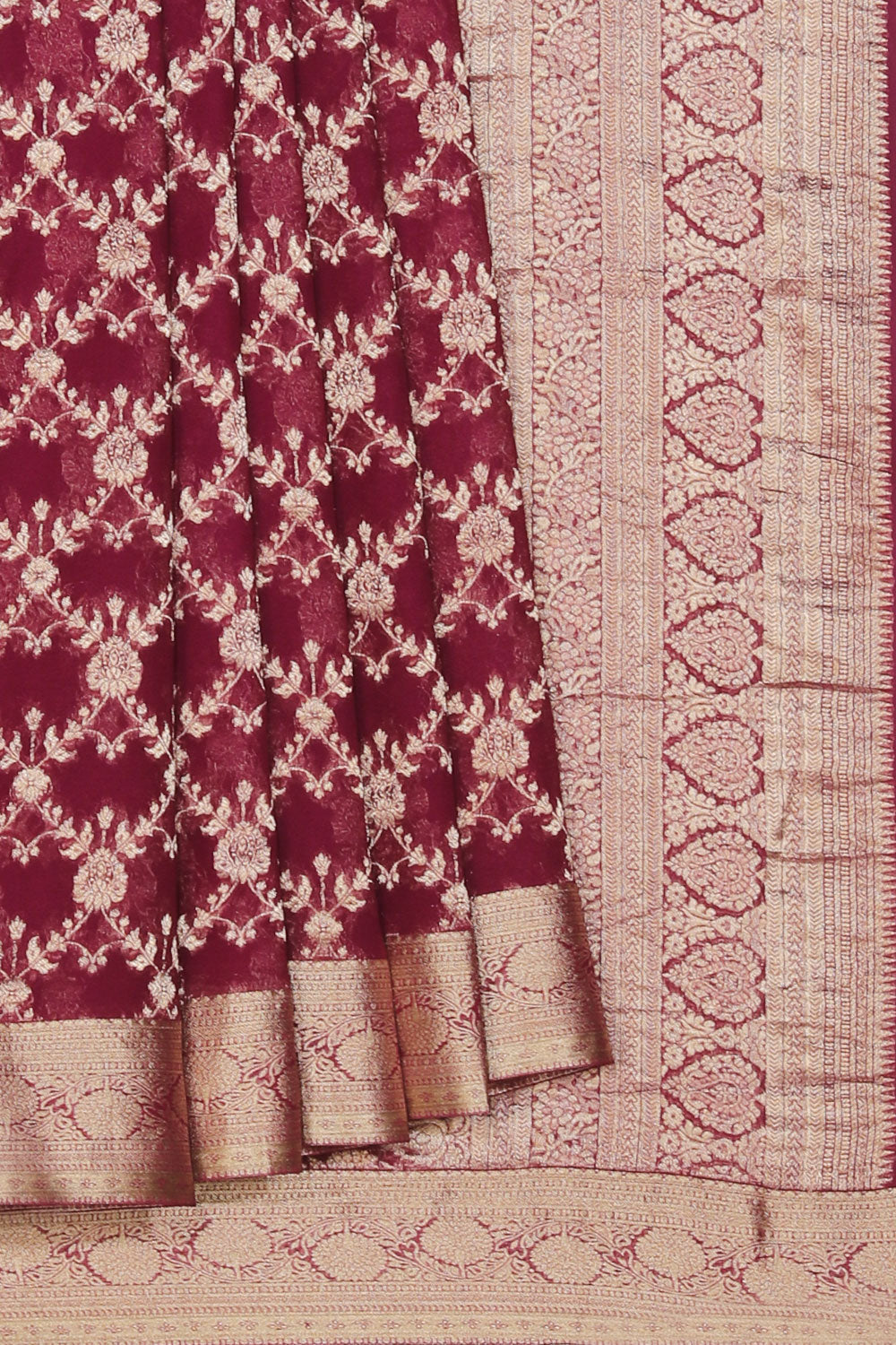 Kalanjali Georgette Violet Saree – Women's