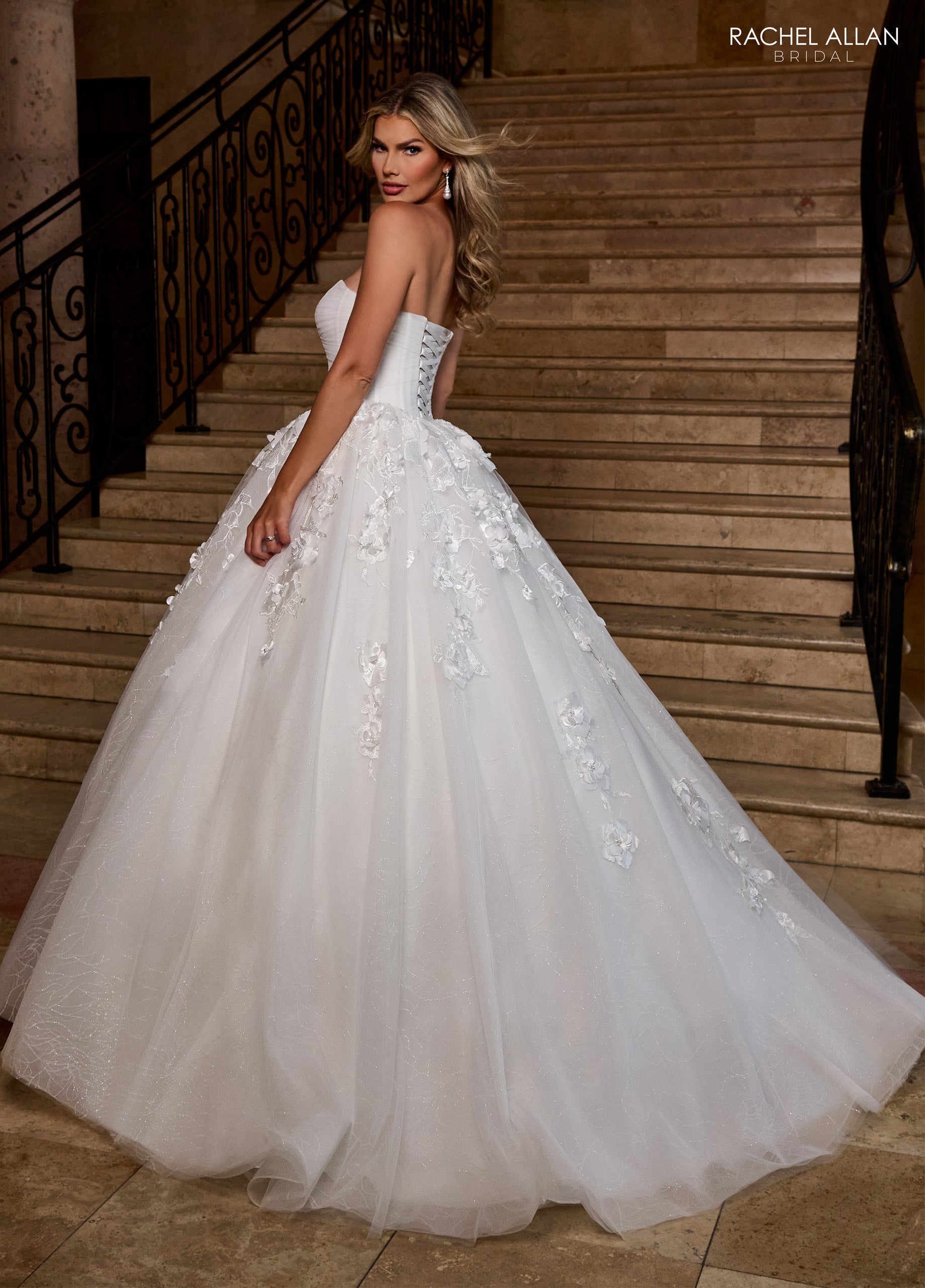 Mary's Bridal Ball Gowns Collection 3D Floral Off Shoulder Bridal Gown by Rachel Allan RB6170 - view 11