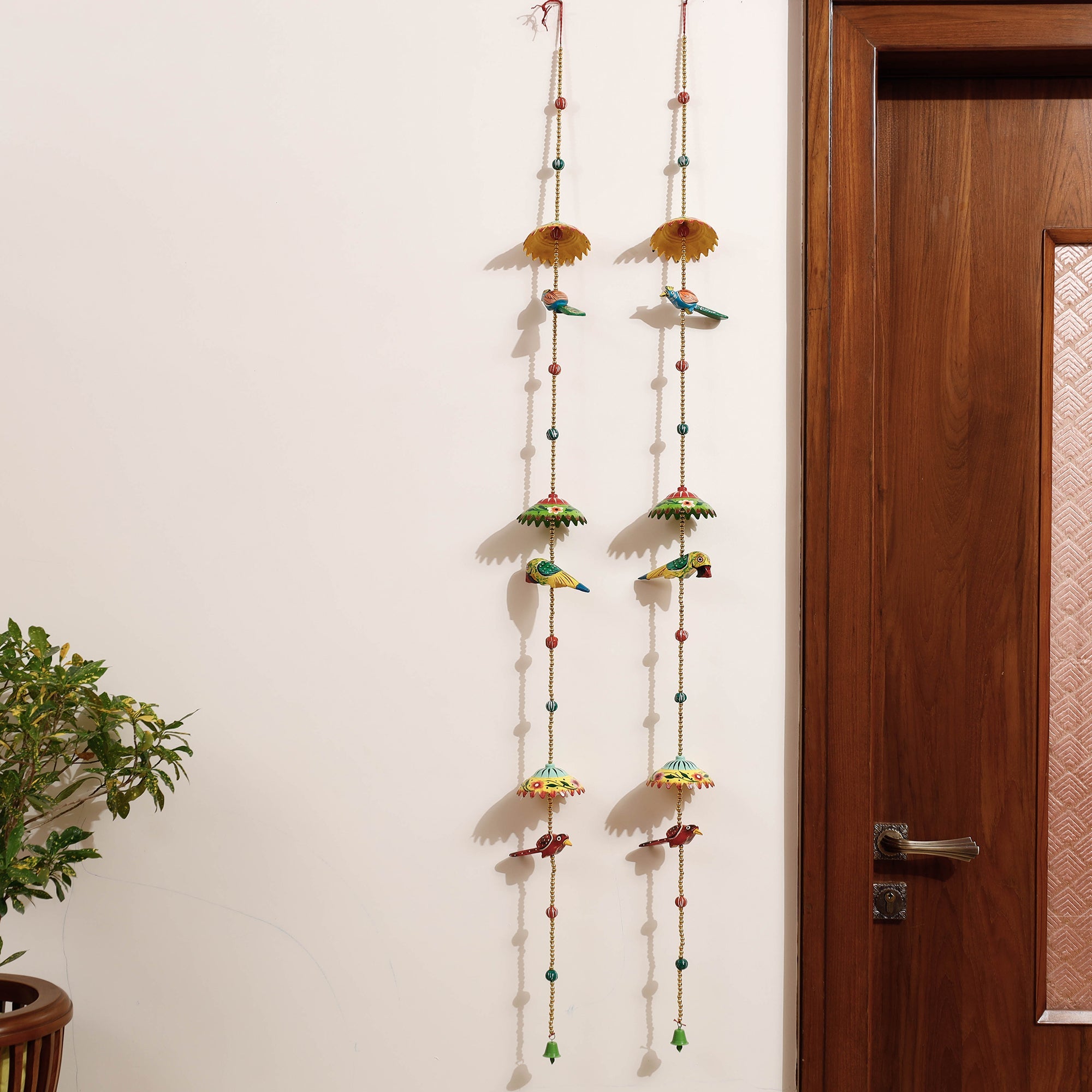 DEVENDRA SINGH Banaras Handpainted Wooden & Beadwork Decorative Hangings (Set of 2)