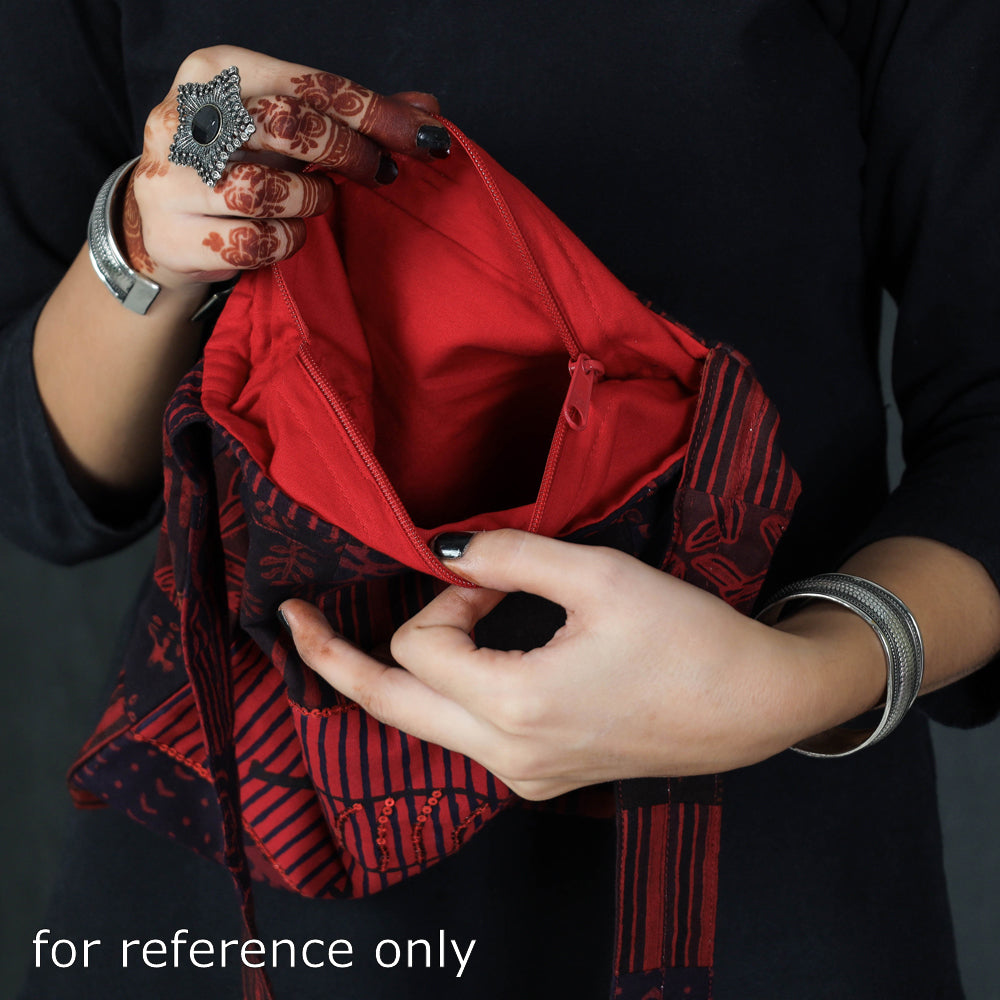 iTokri आई.टोकरी Blue - Hand Block Print Patchwork Cotton Sling Bag - view 4
