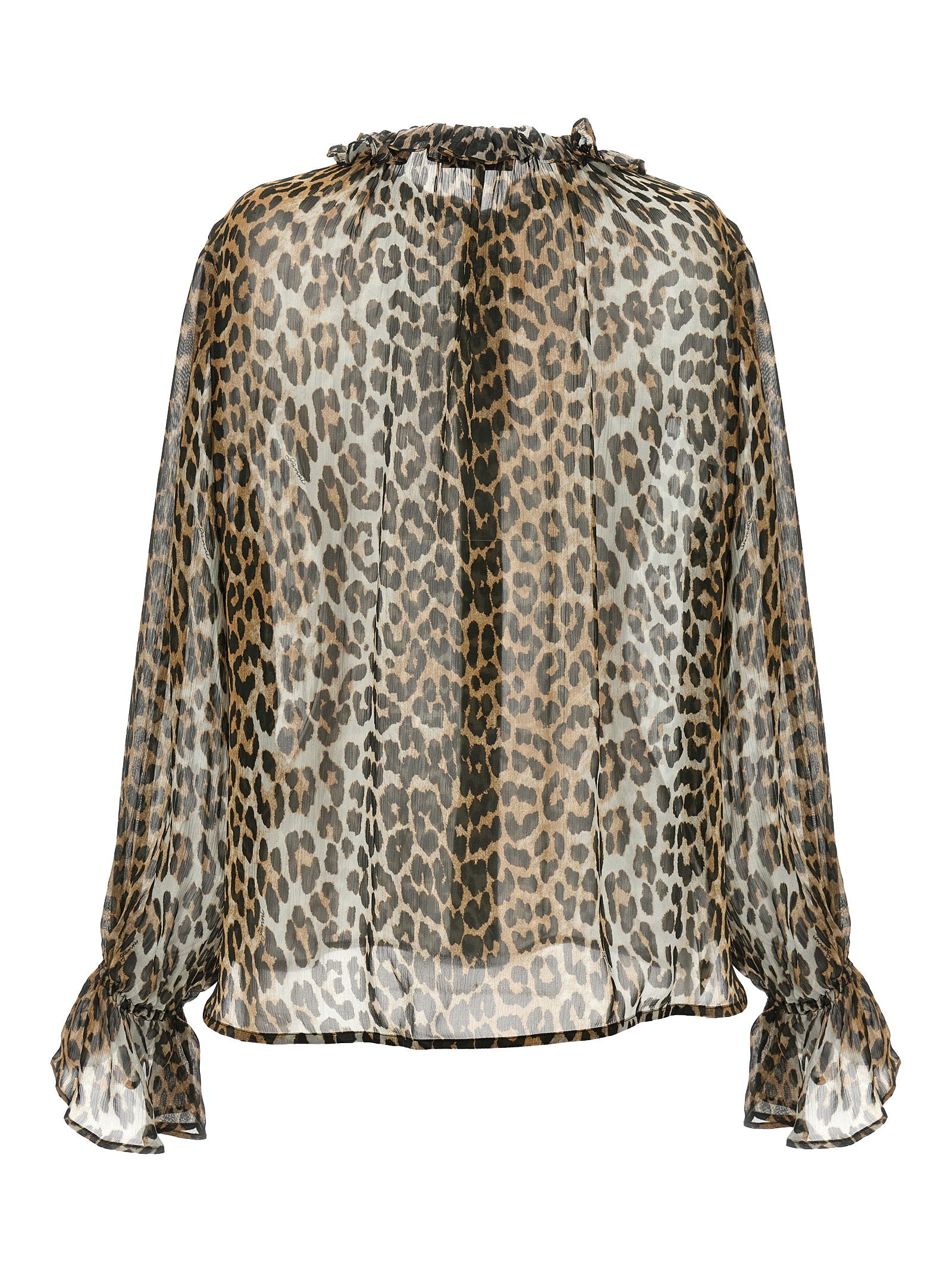 Ganni Leopard Print Chiffon Tie String Shirt – 100% viscose - view 2