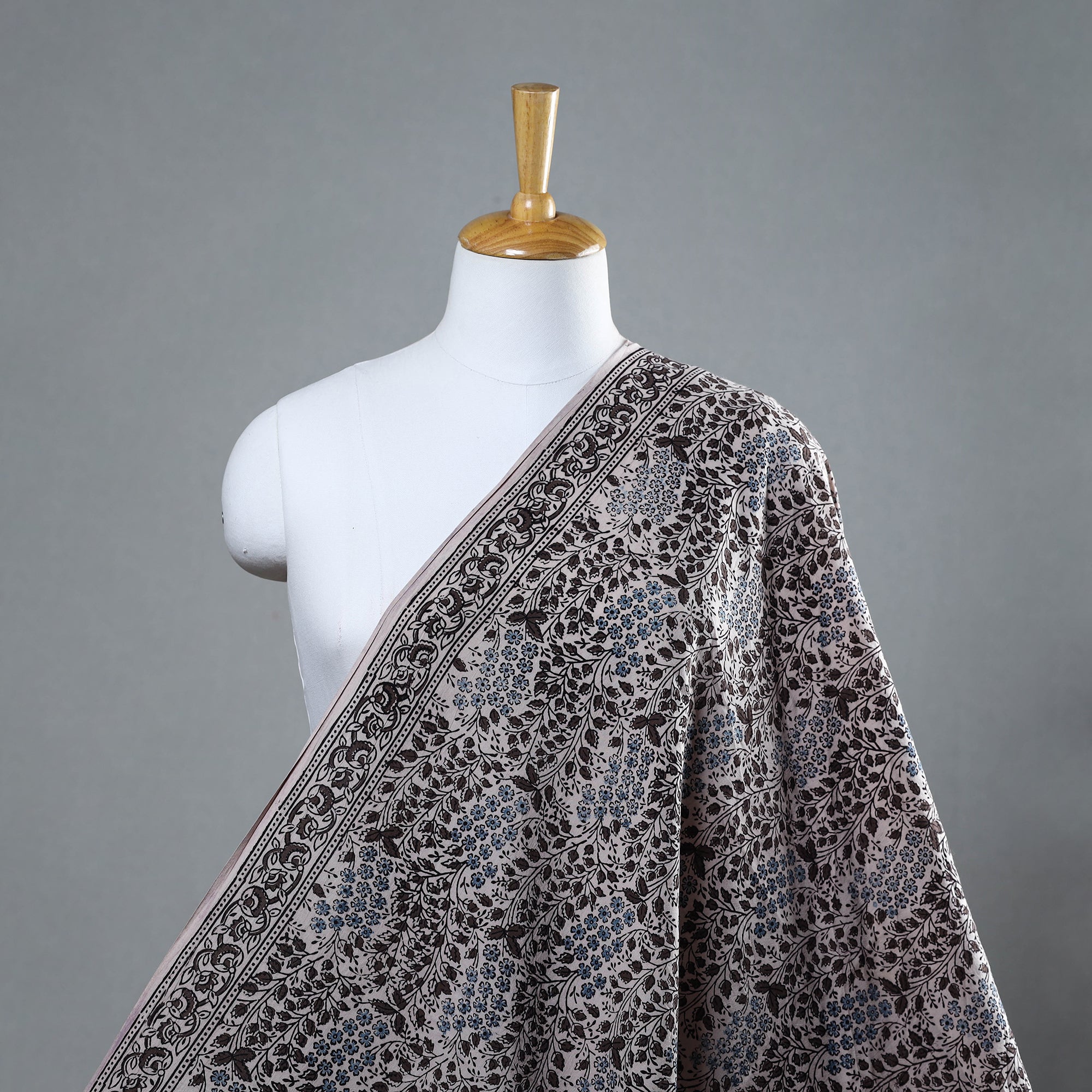 BAGH PRINTS BY UMAR FARUK KHATRI Brown - Natural Dyed Cotton Bagh Print Fabric 03