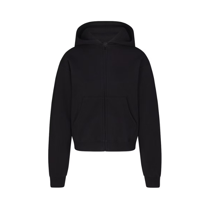 HYPE ELIXIR Skims Cotton Fleece Classic Zip Up Hoodie Onyx