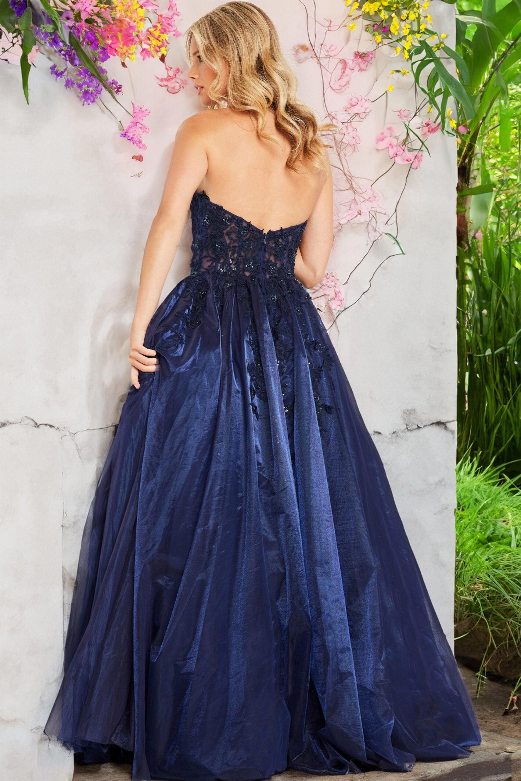 Tulle Strapless A-line Gown by Jovani 00915 - view 2