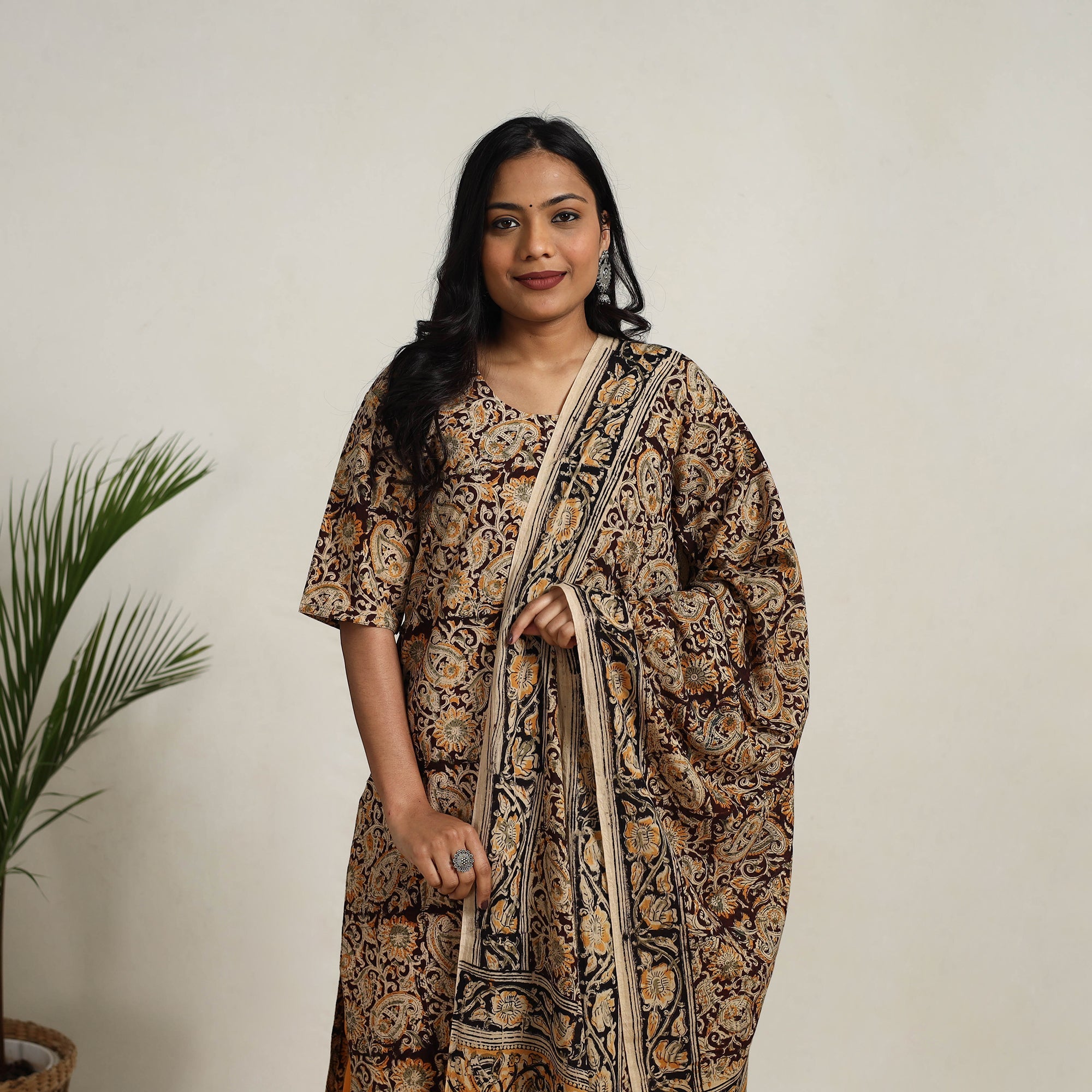 ITOKRI CASUALS Brown - Block Printed Cotton Kalamkari Kurta Set 13