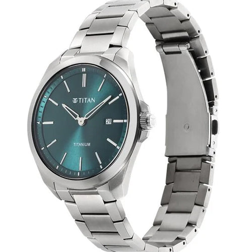 Titan Titanium Quartz Analog Green Dial Titanium Strap Watch for Men 32mm 90177TM02 - view 2