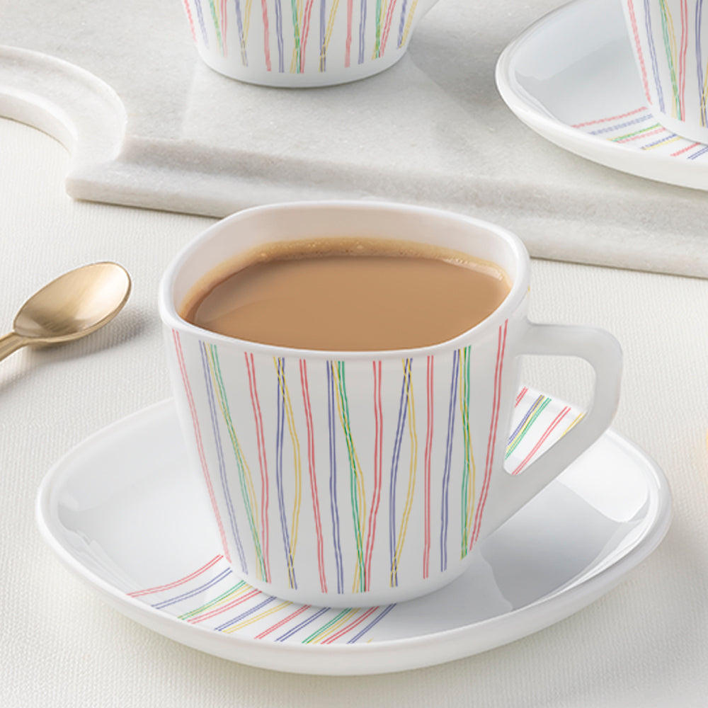My Borosil Larah by Borosil Rainbow Square Cup n Saucer Set