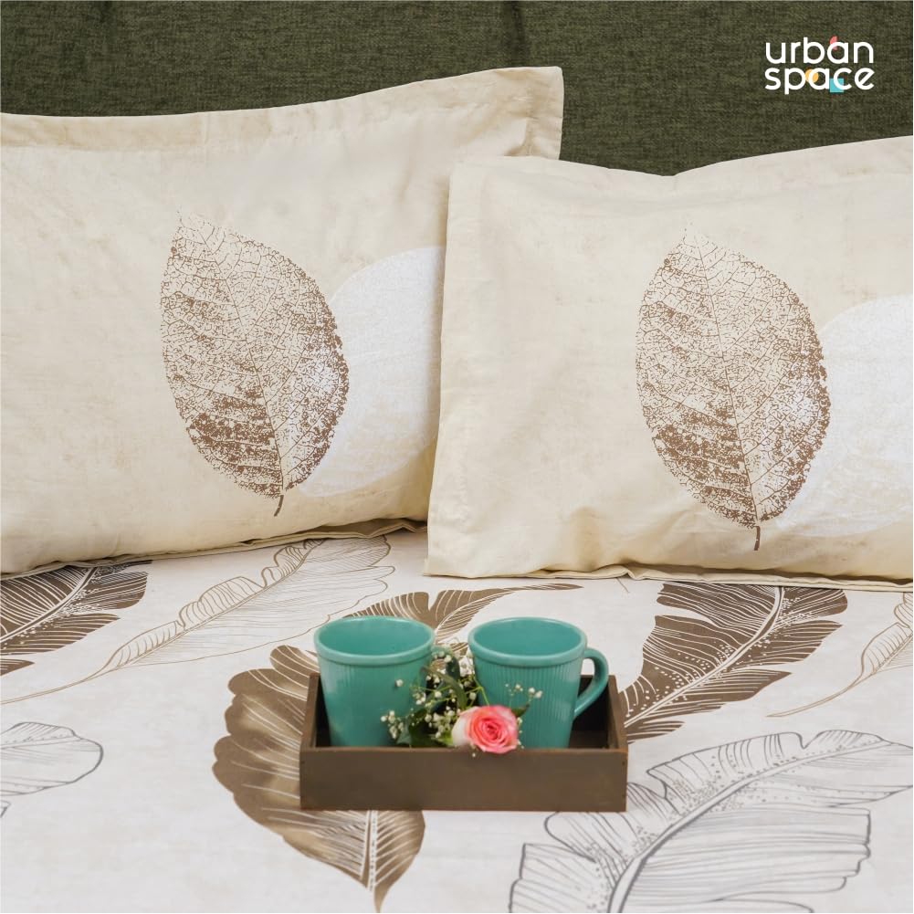 Urban Space -Home Furnishing Store 220 TC 100% Cotton Single Printed Bedsheet with Pillow Covers - Sweet Cherry Light Brown - view 2