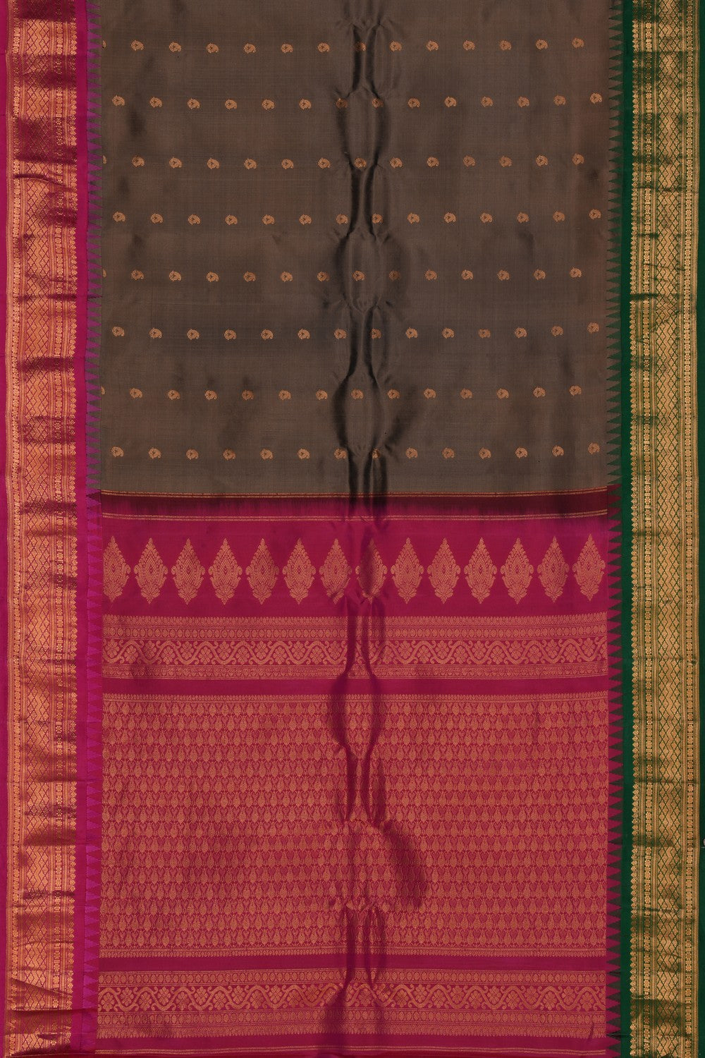 Kalanjali Gadwal Silk Moss Green Saree – Women's - view 3