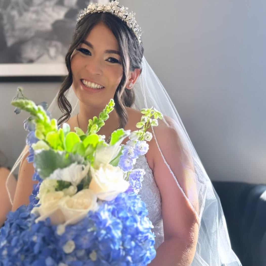 fiftyflowers.com Fresh Brilliant Blue and White Wedding
