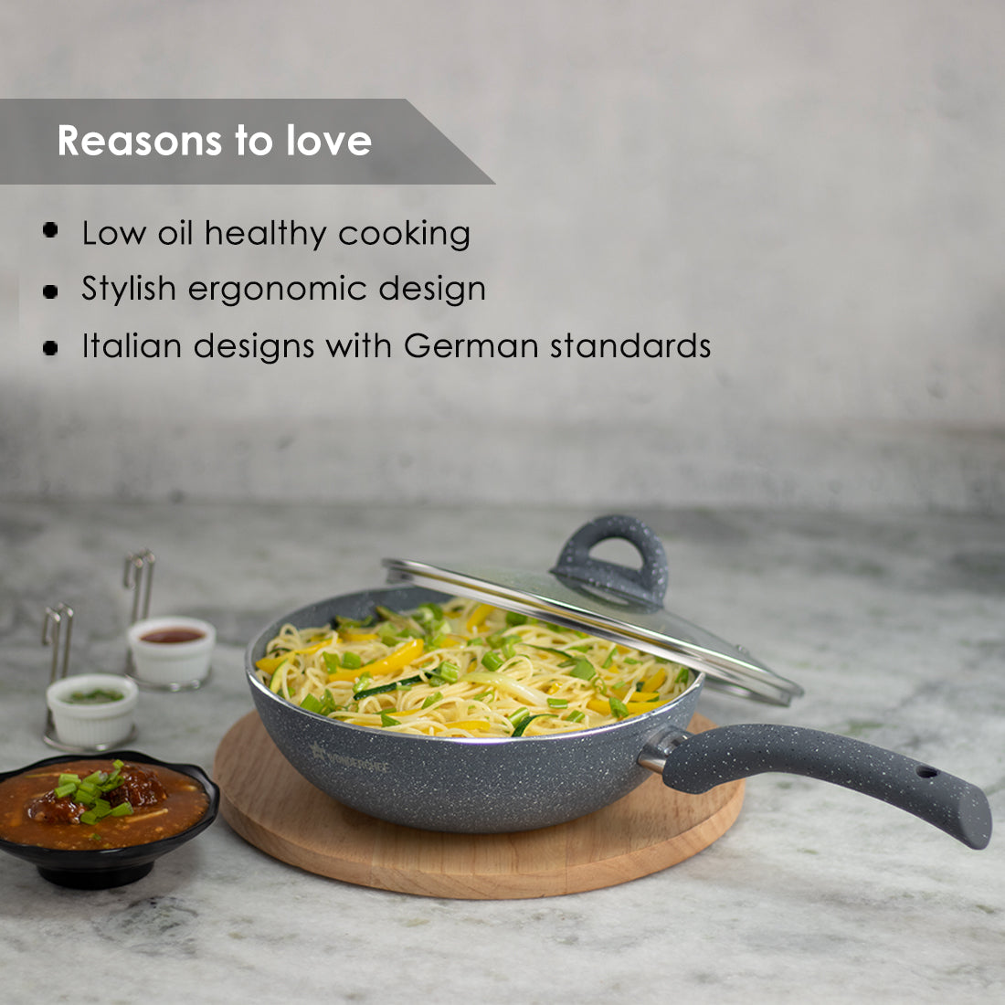Wonderchef Renewed Granite 26cm Non-Stick Wok (without Lid) - view 13