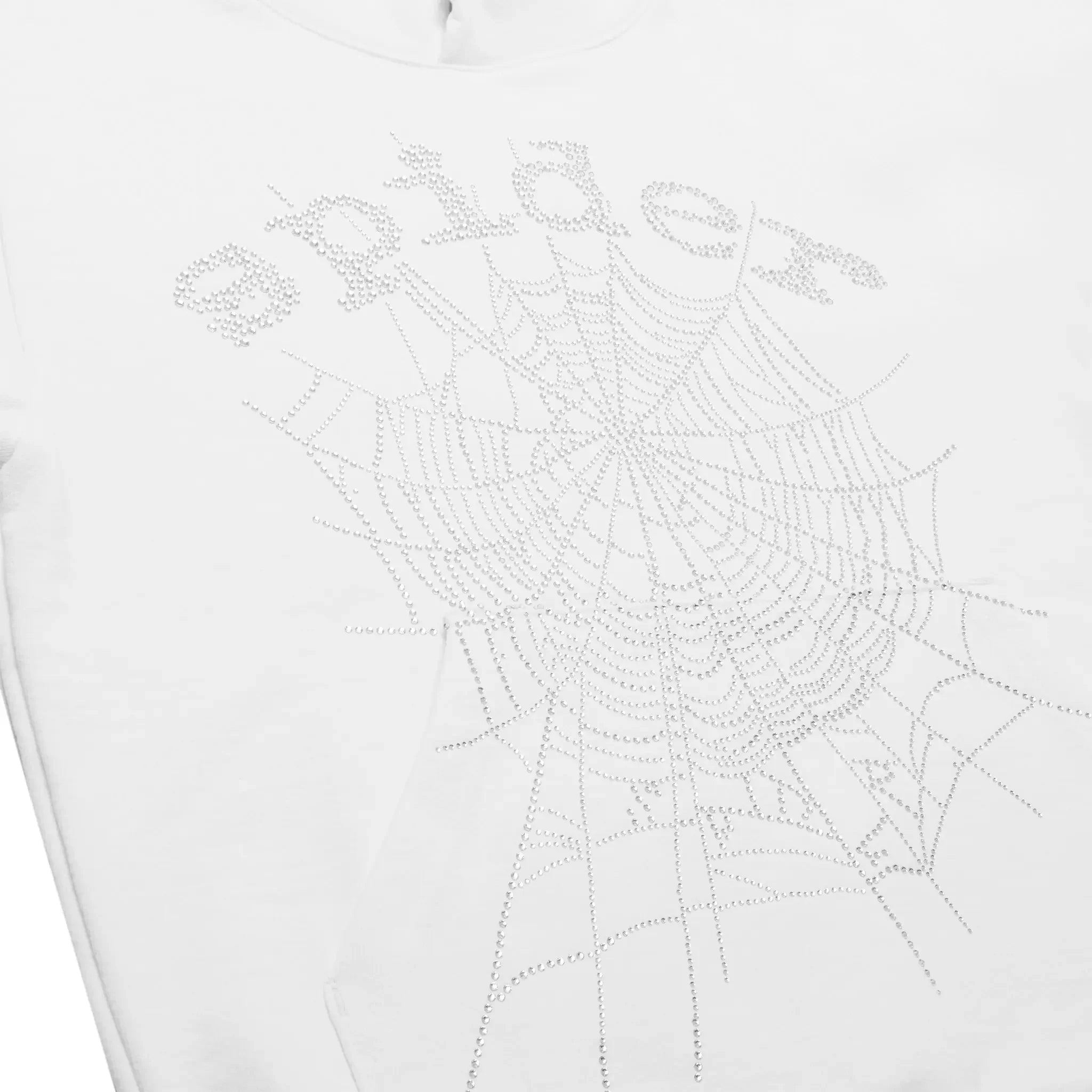 Sp5der OG Rhinestone Logo White Hoodie - view 3