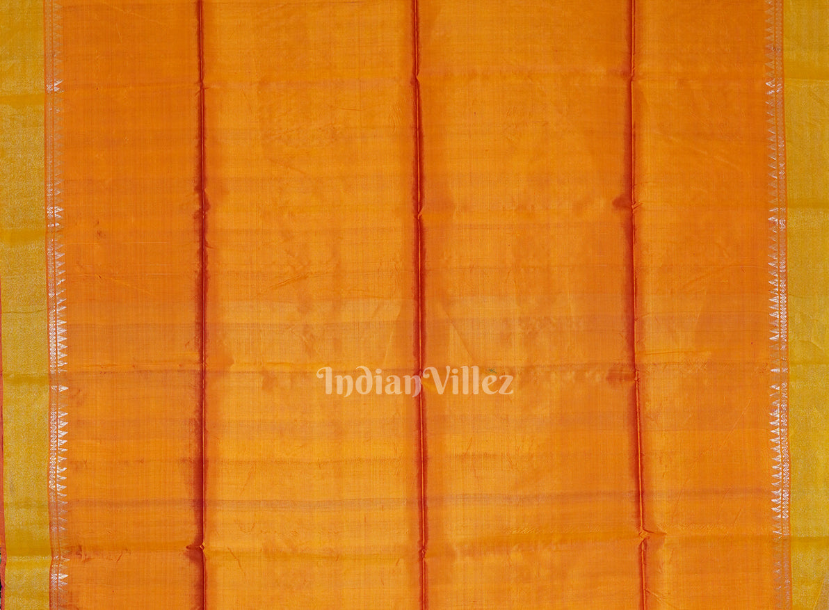 IndianVillèz Burgundy With Light Orange Handwoven Bishnupuri Silk Saree - view 5