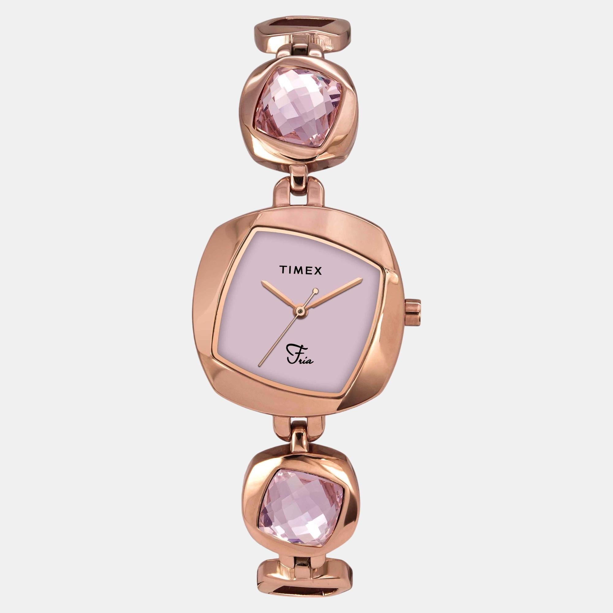 Timex Fria Women Quartz Mother Of Pearl Dial Analog Brass Watch TWEL15006