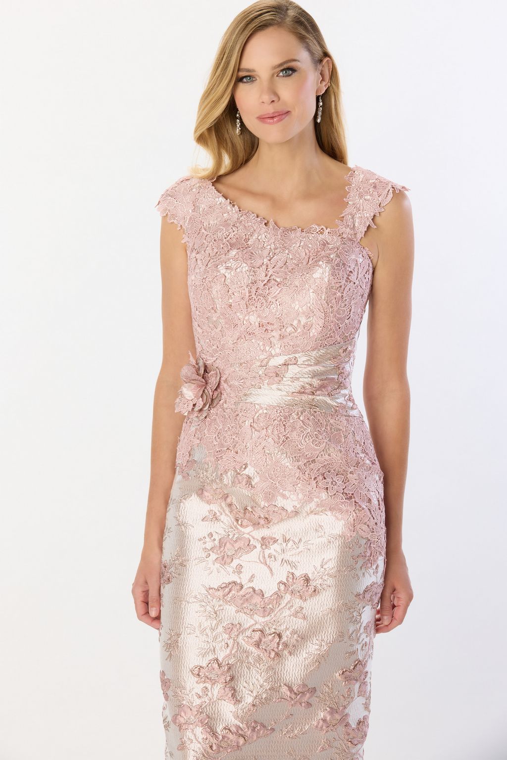 Montage M2227 Ruched Long 3D Floral Formal Dress - view 2