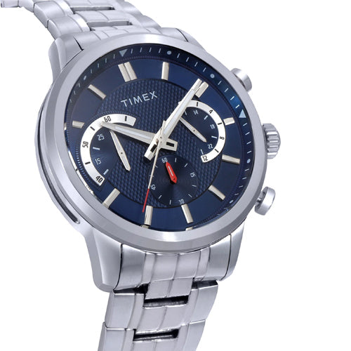 Timex E Class Men's Blue Dial Round Case Chronograph Function Watch 44mm TWEG18600 - view 2