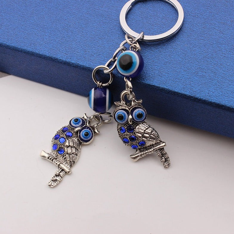 Peeperly Twin Owls Diamond Sparkle Keychain – Blue - view 5