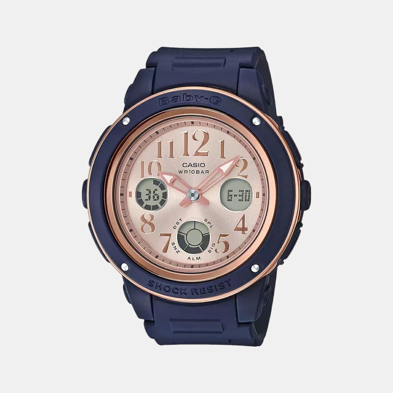 Casio Baby-G Women Quartz Rose Gold Dial Analog-Digital Resin Watch BX136