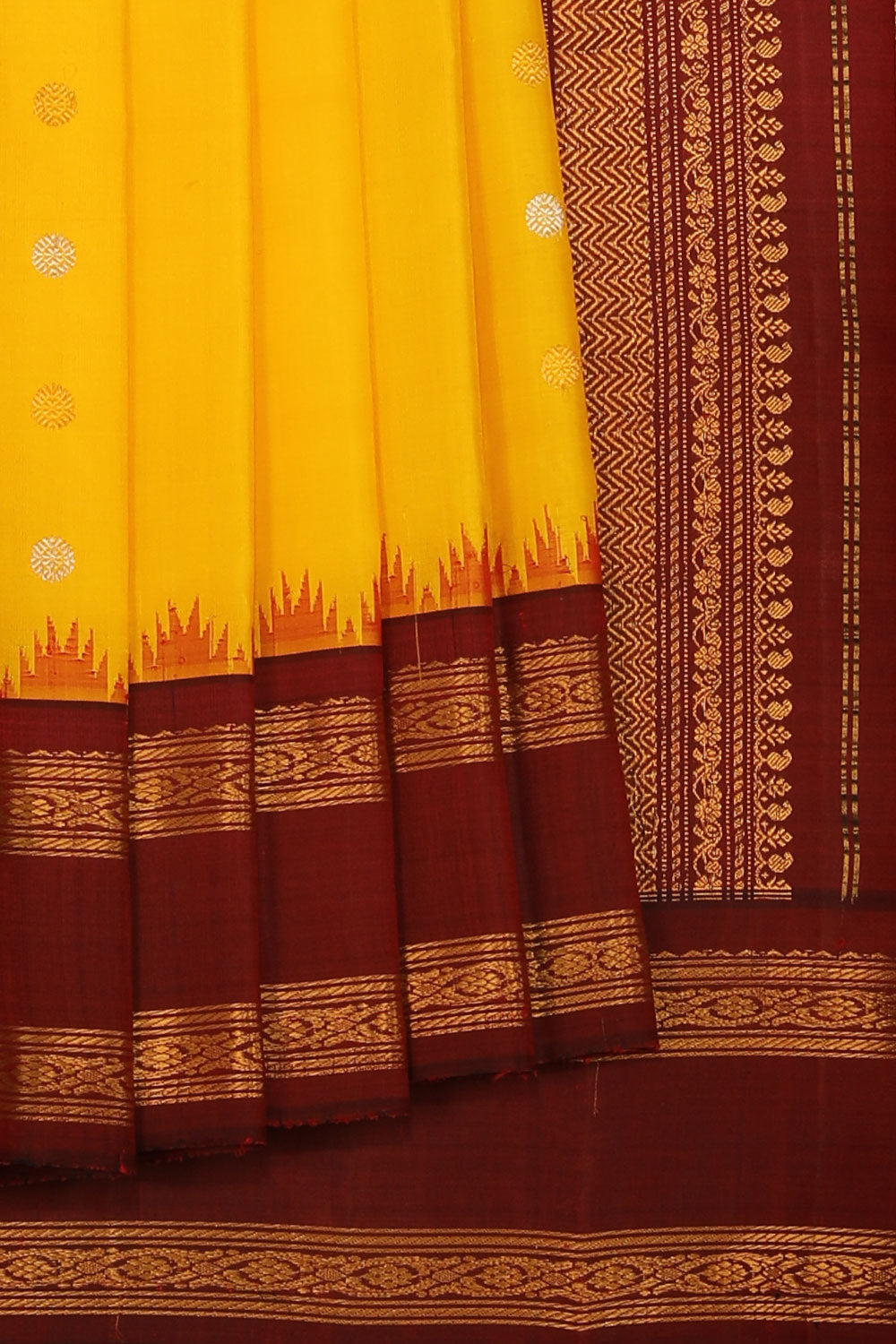 Kalanjali Gadwal Silk Yellow Saree – Women's