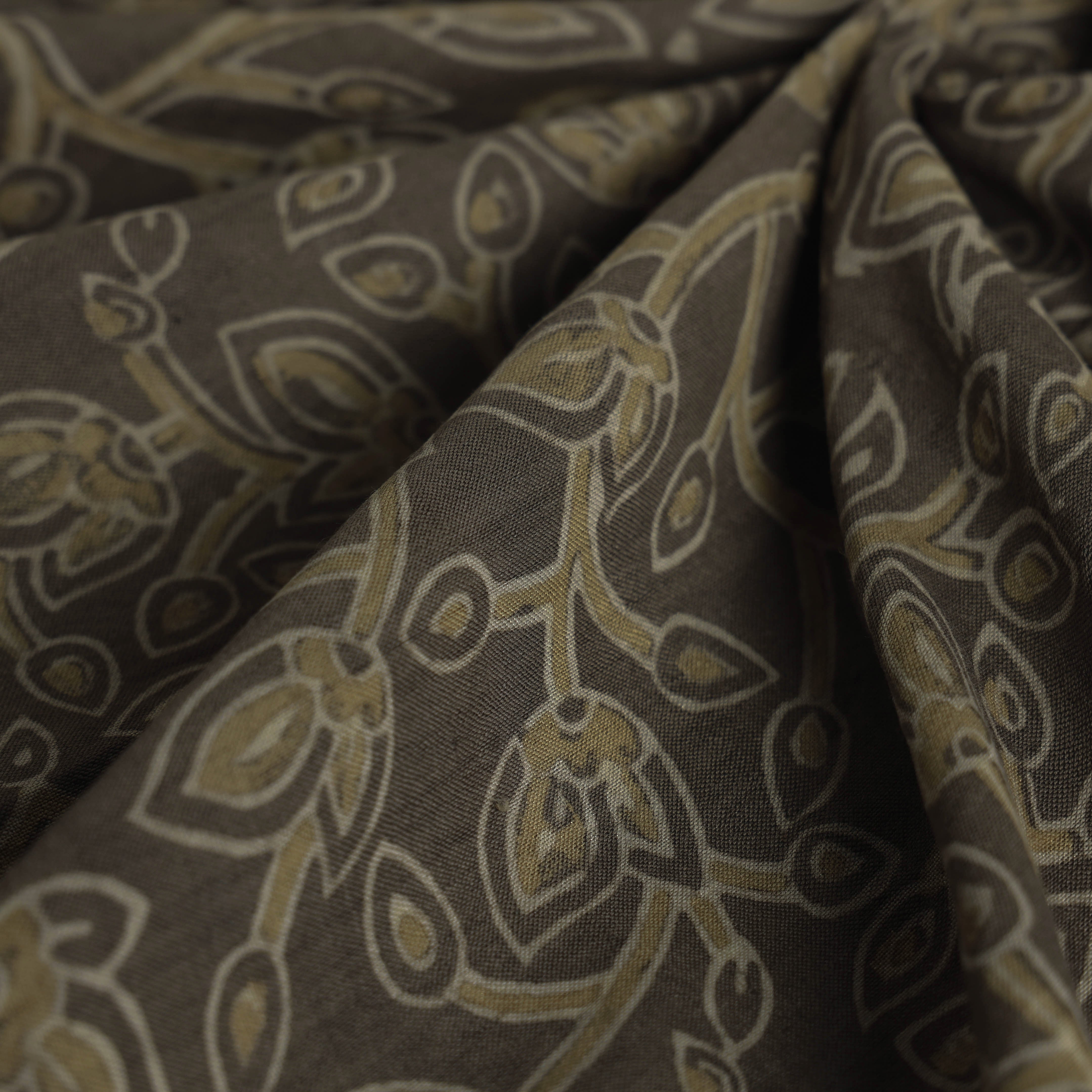 SOUTH KARGHA Brown - Mulberry Silk Cotton Akola Hand Block Printed Handloom Fabric - view 3