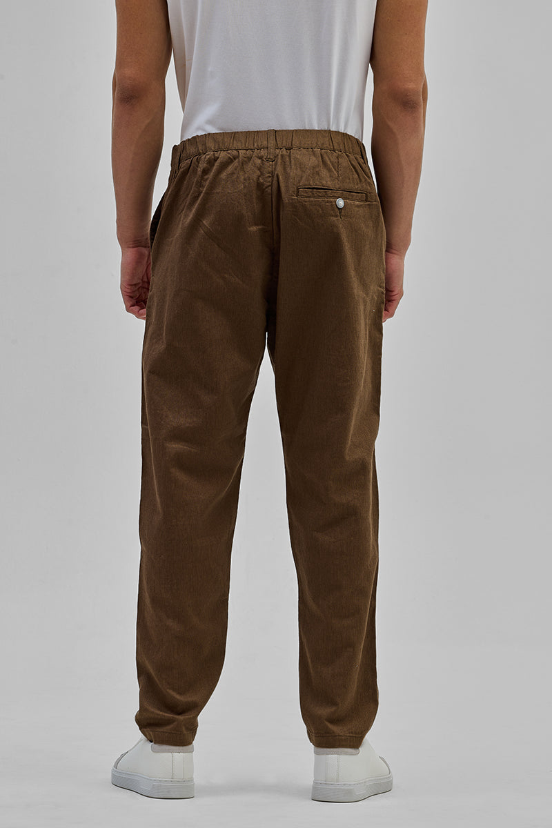 SNITCH Brown Textured Relaxed Fit Trousers - view 7