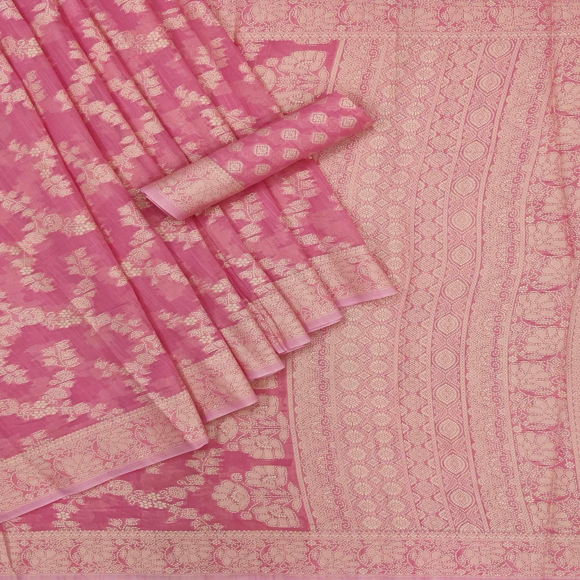 Peachmode Gajari Festive Wear Woven Cotton Saree - view 2