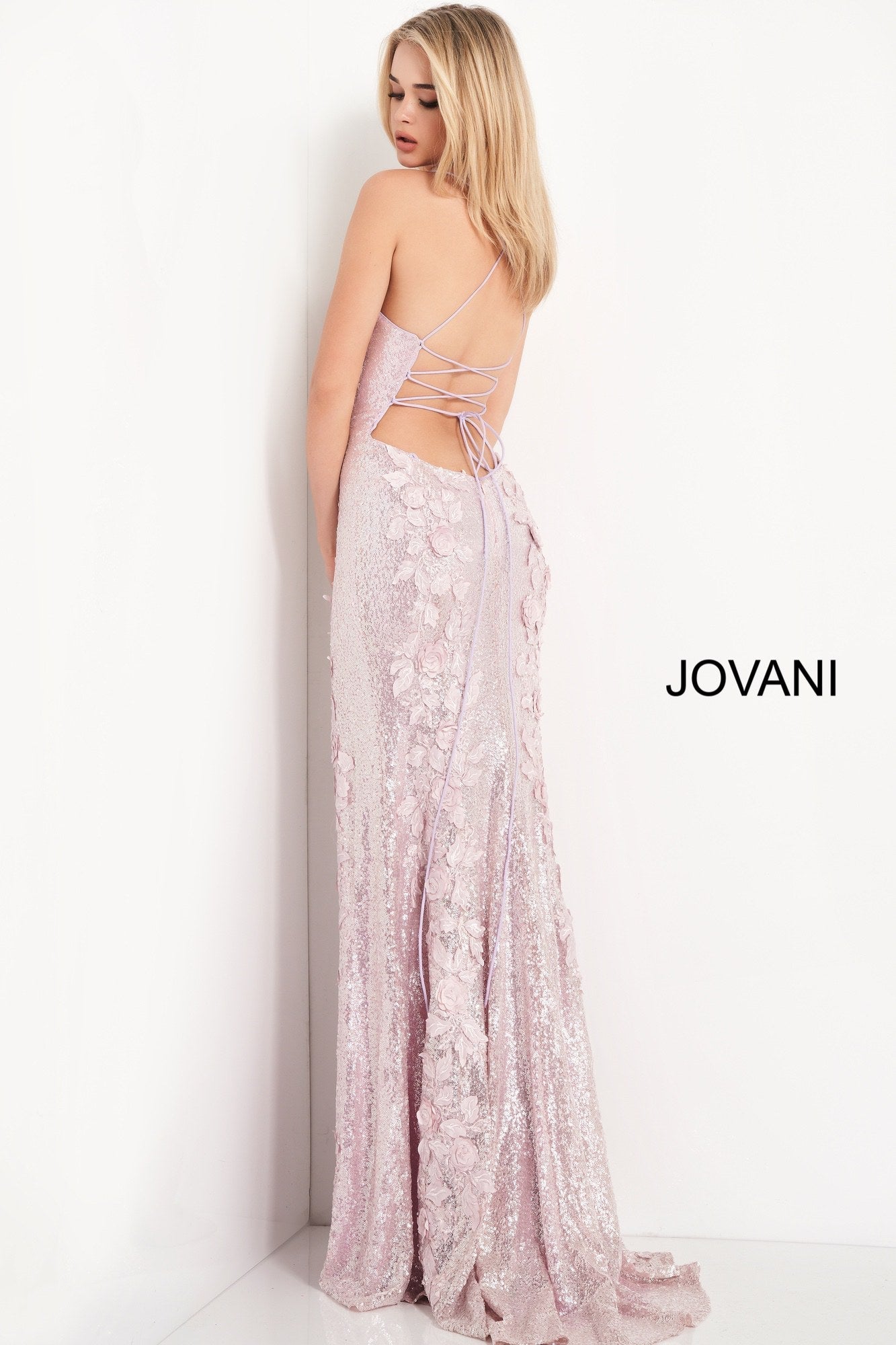 Sequin Fitted Sleeveless Slit Gown by Jovani 06109 - view 2