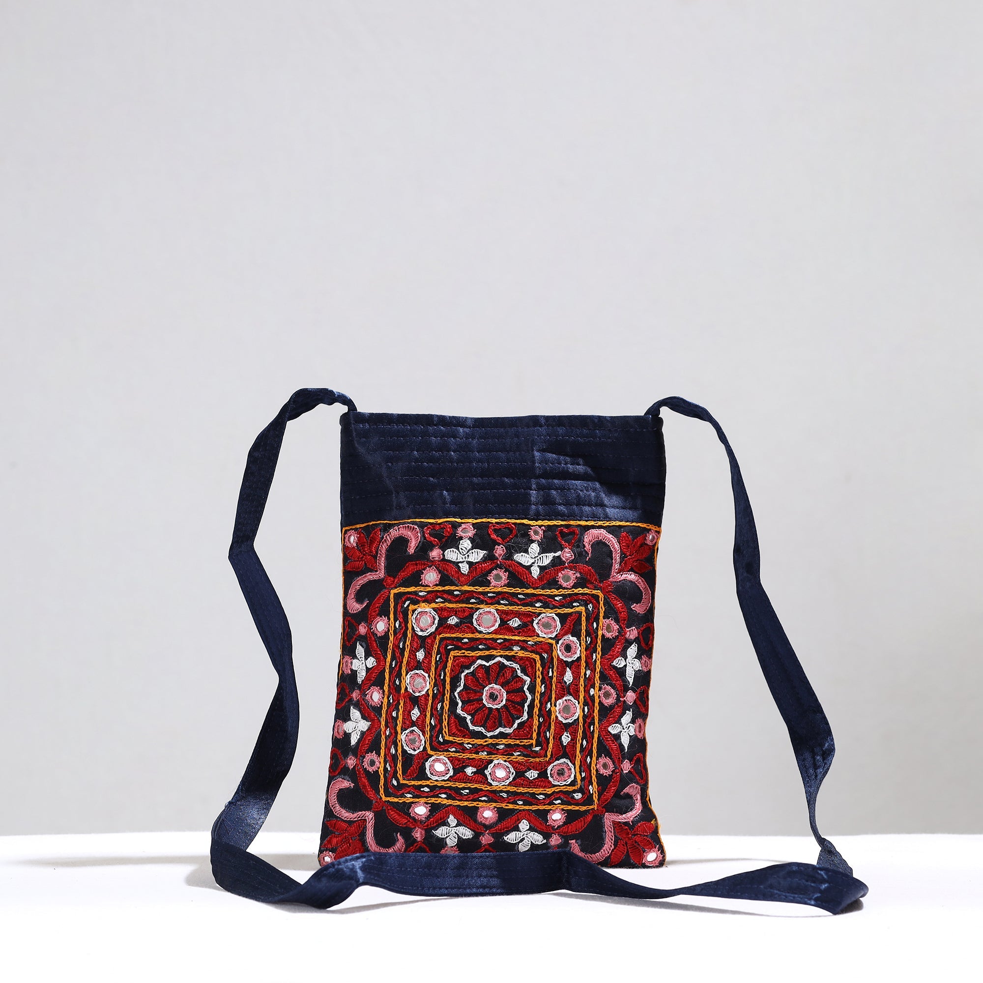 KACHCHH JI CHHAAP Black - Kutch Pakko Hand Embroidery Mirror Work Mashru Silk Sling Bag 109 - view 2