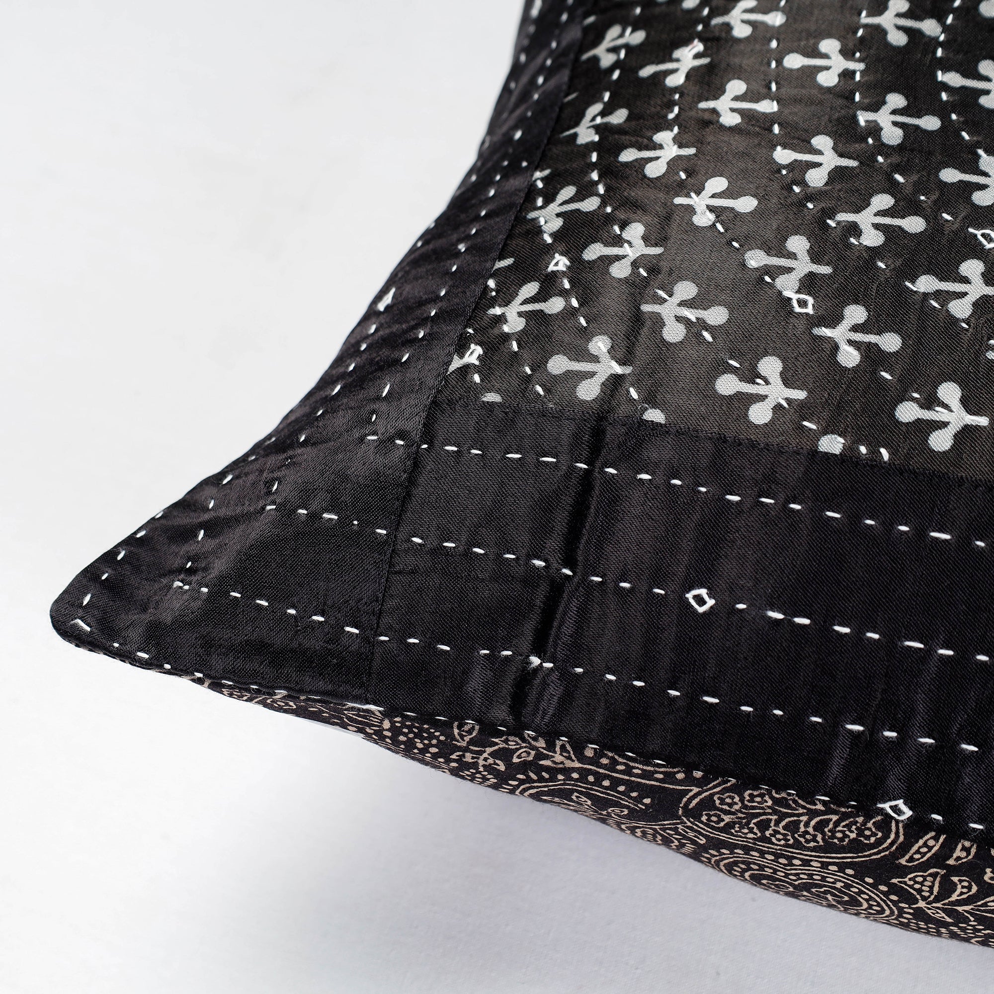 KACHCHH JI CHHAAP Black - Kutch Tagai Embroidery Mashru Silk Cushion Covers (16 x 16 in) - view 2