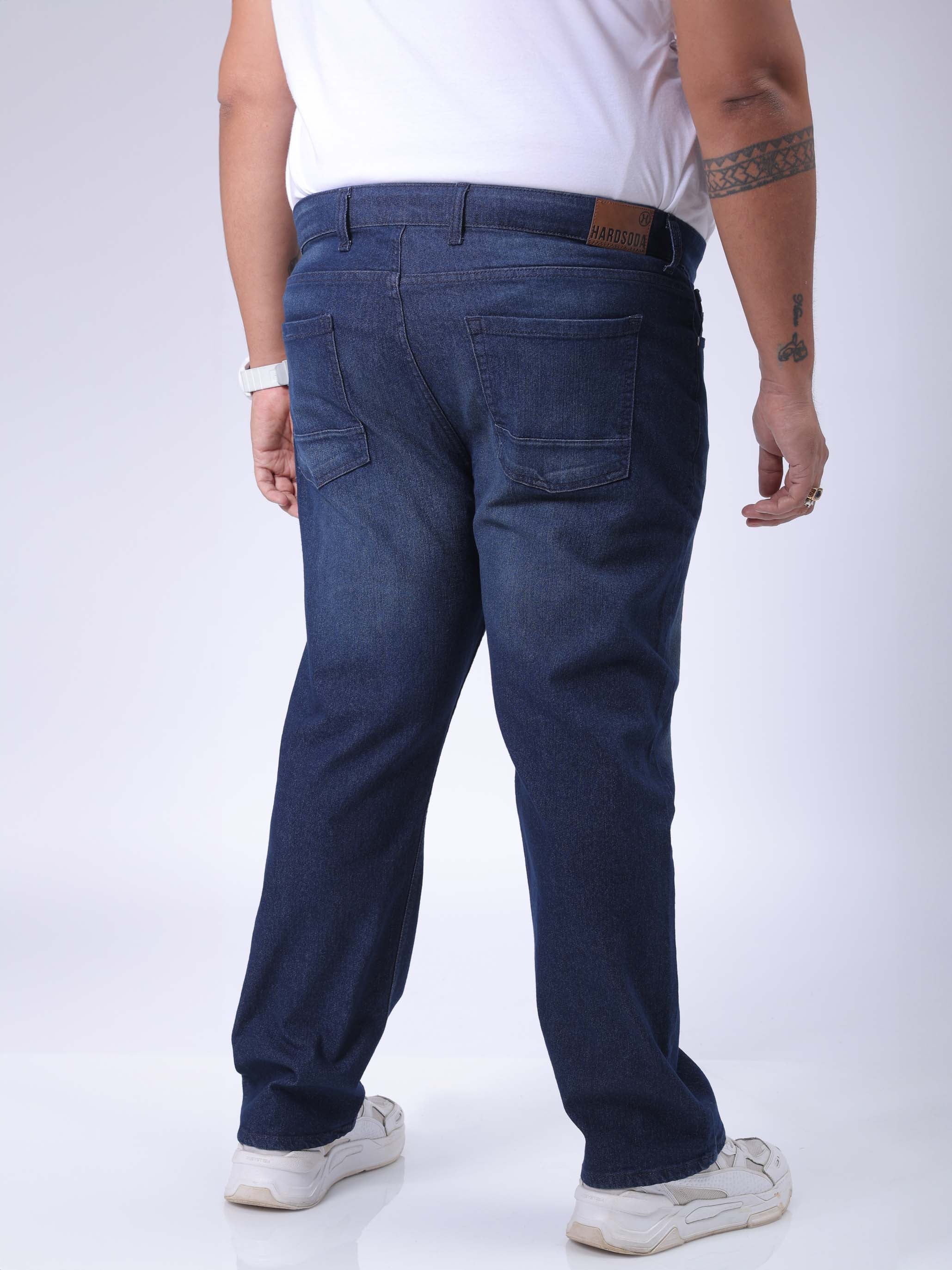 HARDSODA Men's Plus Size Blue Vintage Straight Fit Solid Jeans - view 4