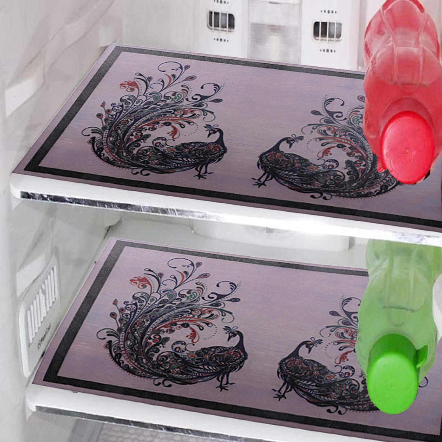 Heart Home PVC 3 Pieces Refrigerator Drawer Mats (Multi) - CTHH8735