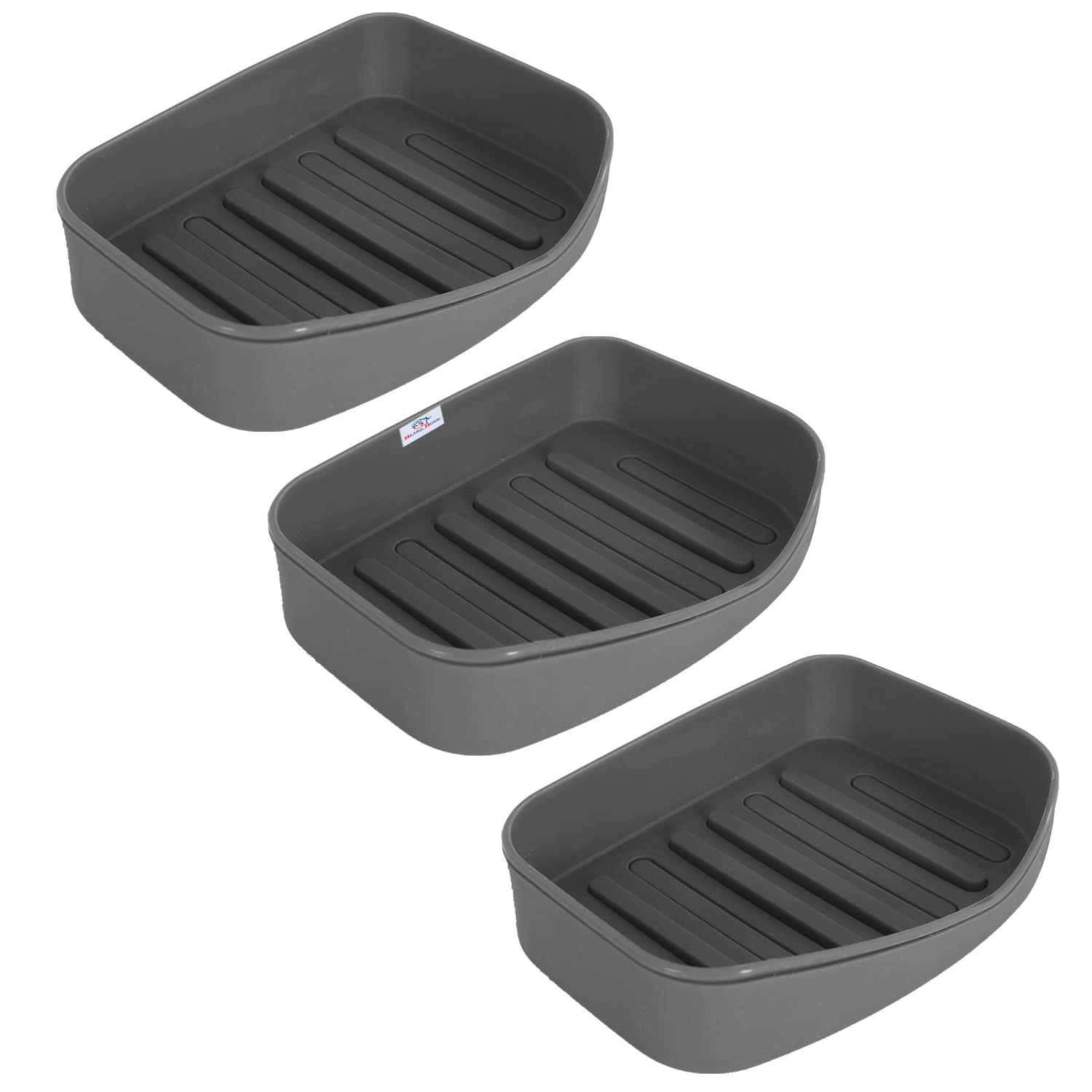 Heart Home Sink Soap Holder|Portable Plastic Double Desk Self Draining Soap Stand|Soap Holder for Kitchen Bathroom,Wash Basin|Pack of 3 (Gray)