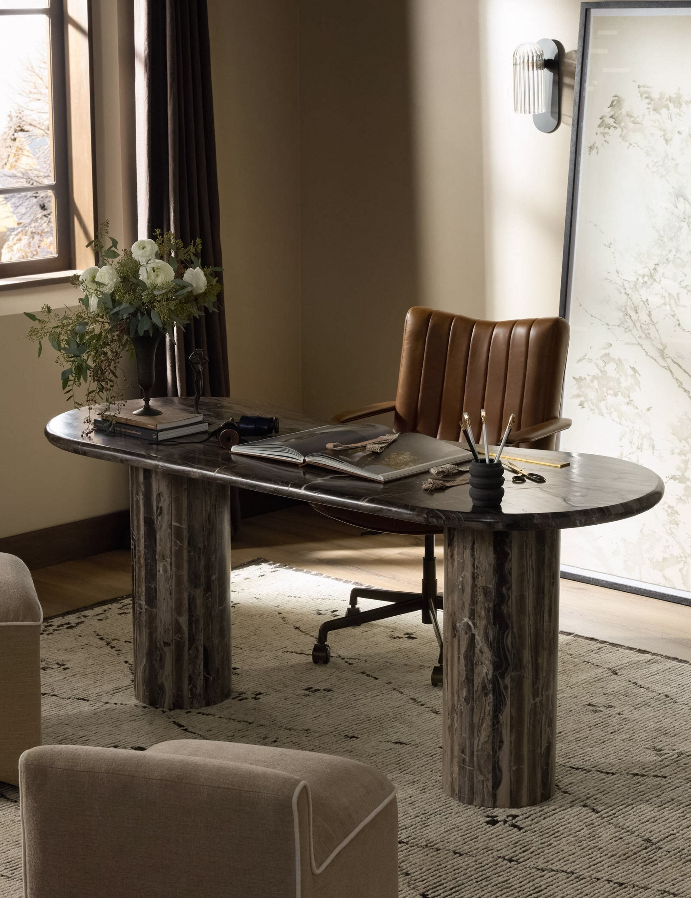 Lulu and Georgia Carlo Desk – Brown Marble - view 2