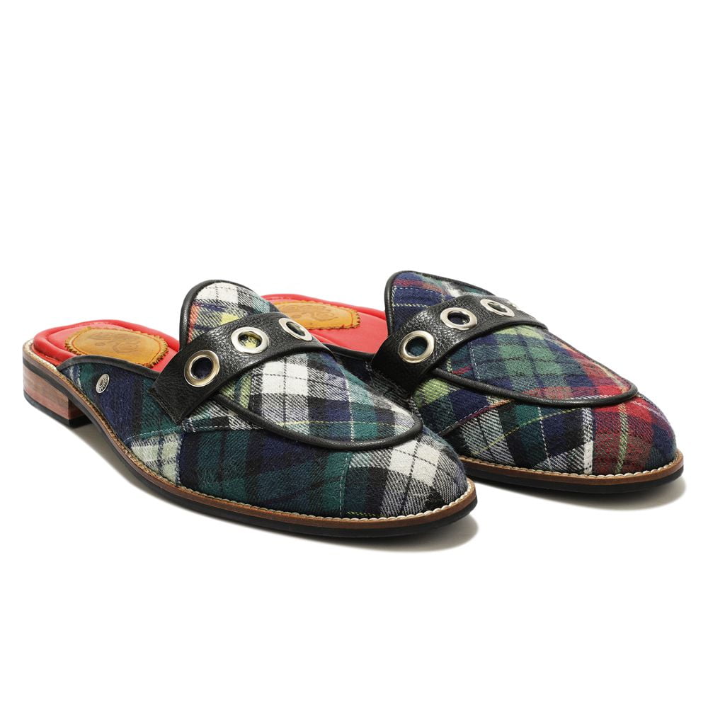 Banjaaran India Green Tartans Mule for Men (discontinued)