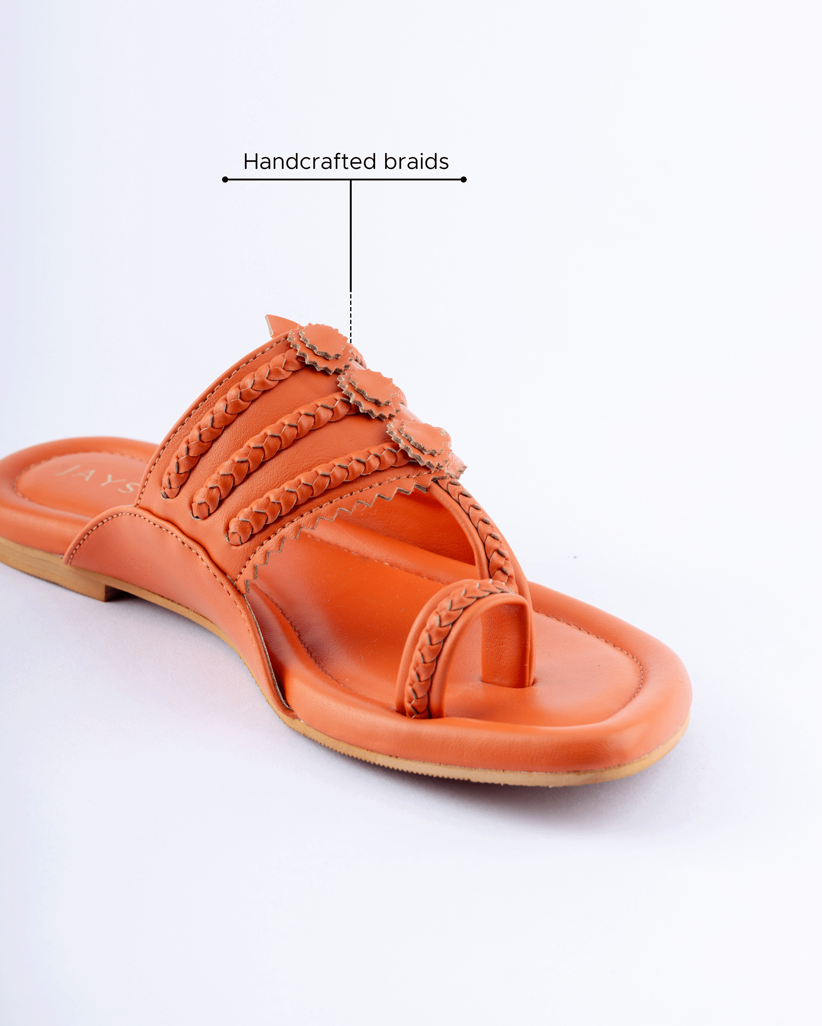 Jaysole Marmalade Orange Solid Kolha Flats - view 5