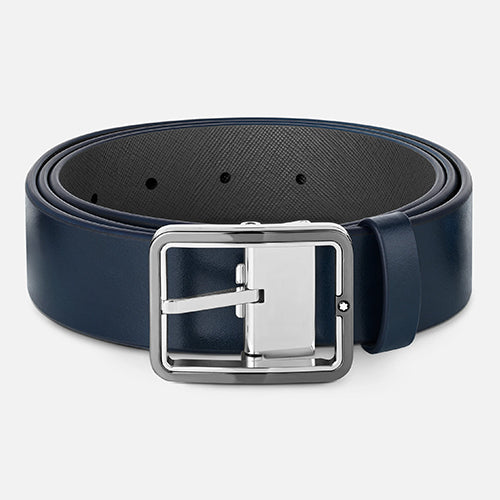 Montblanc Mont Blanc, Blue/grey 35 mm reversible leather belt